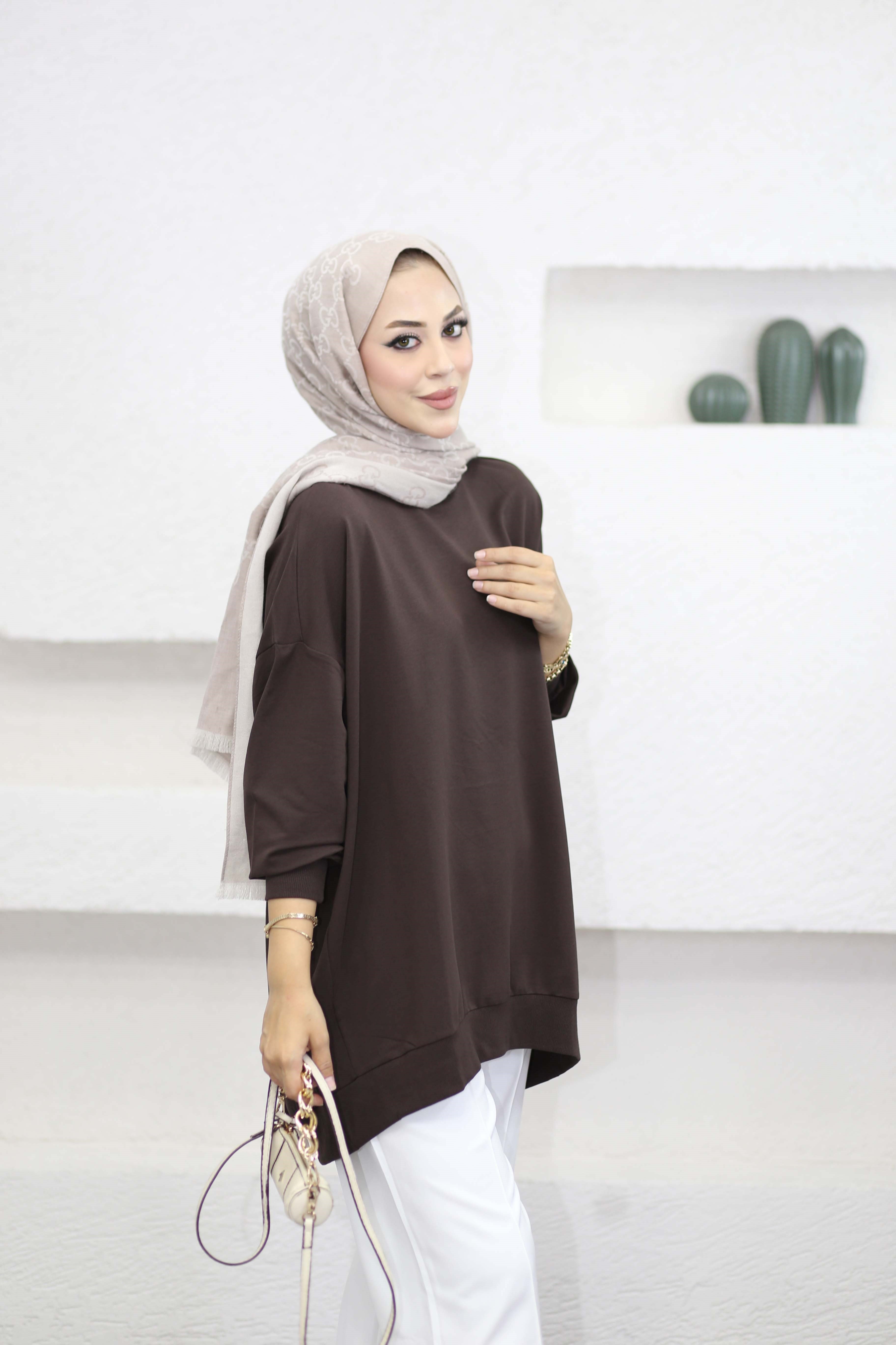 Oversize Sweat Kahverengi 2382