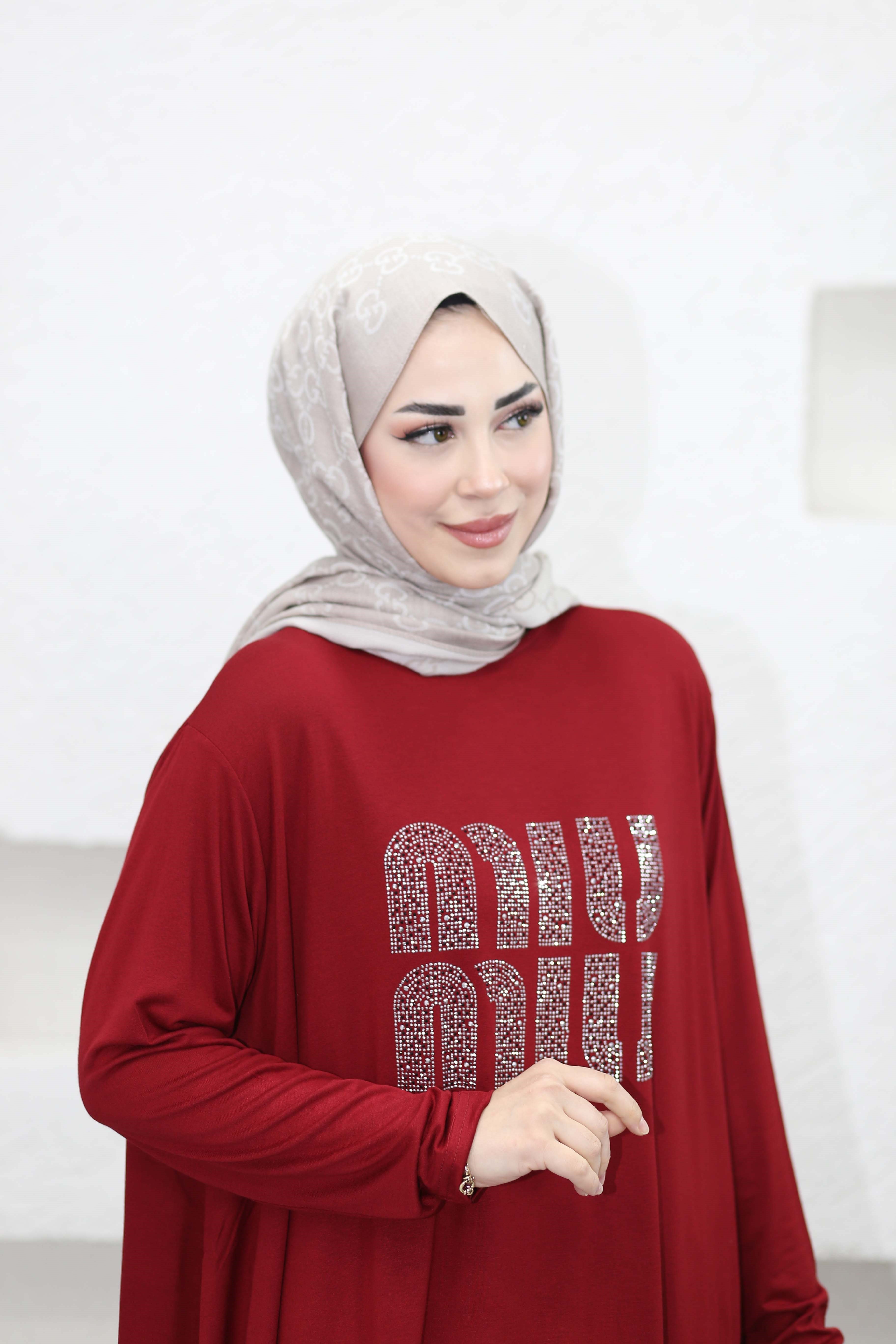 Mıu Taşlı Tunik Bordo 24277