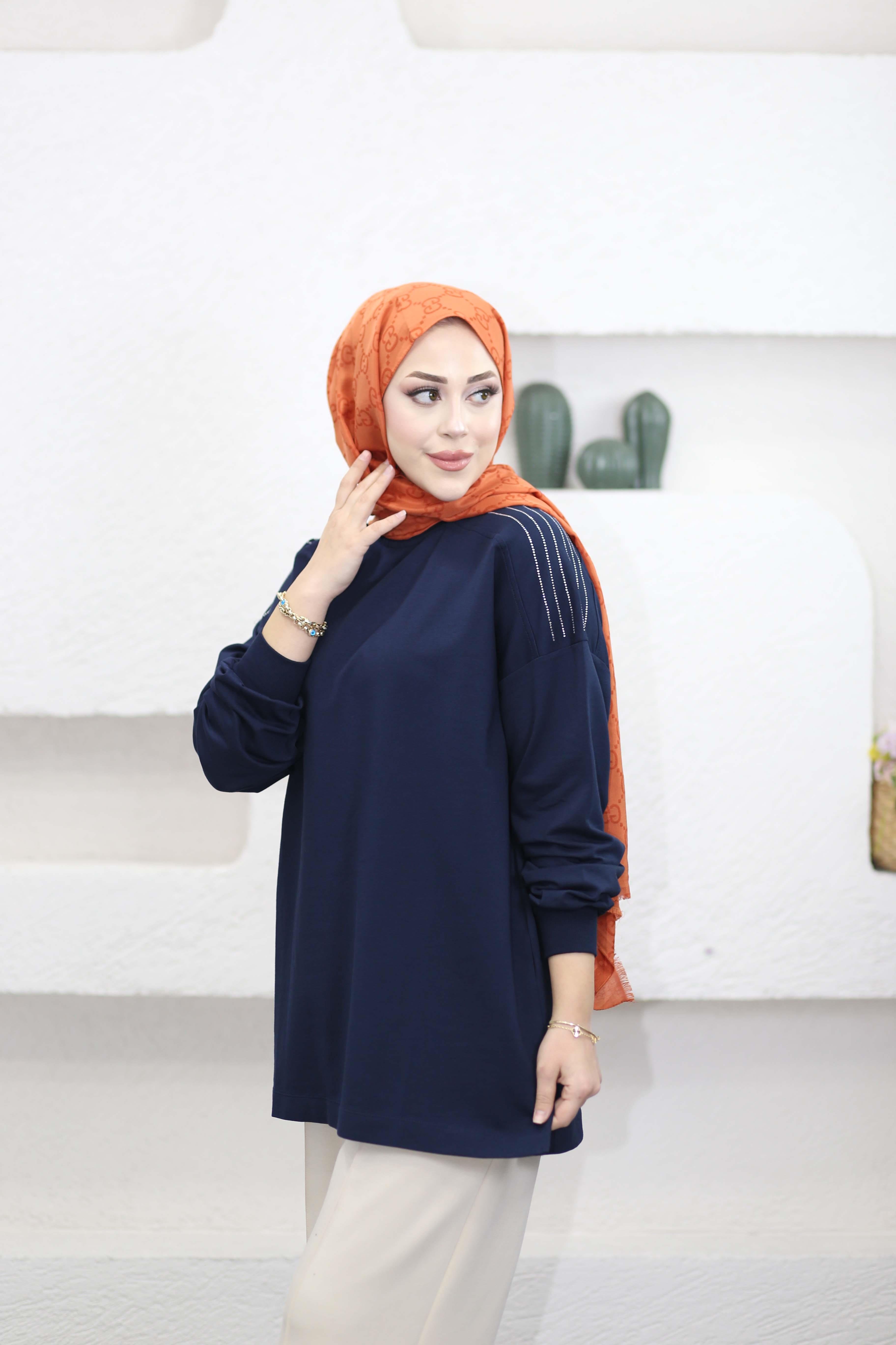 Omzu Taş Detaylı Sweat Lacivert 3053