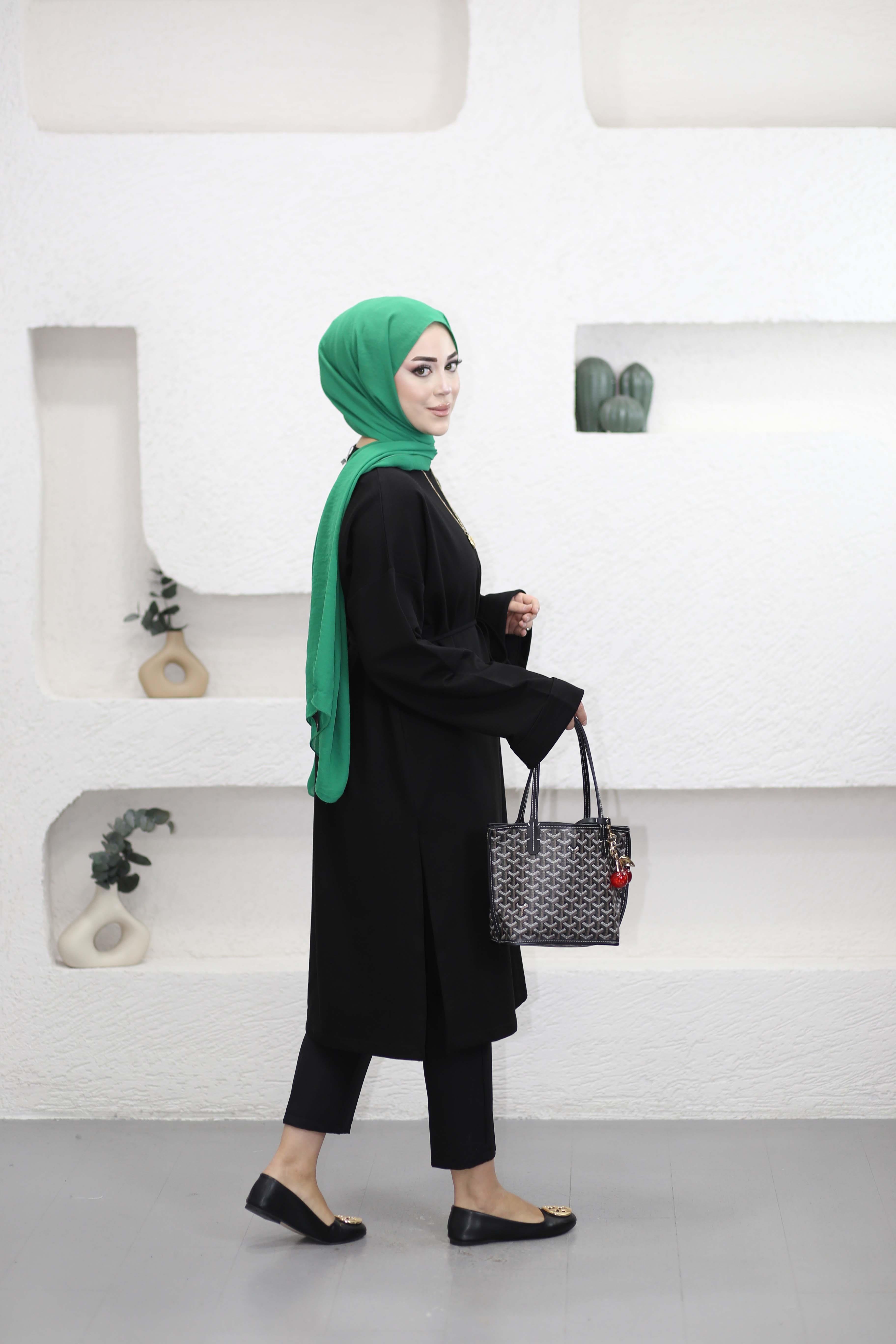 Bağlamalı Araboy Tunik Siyah 6059