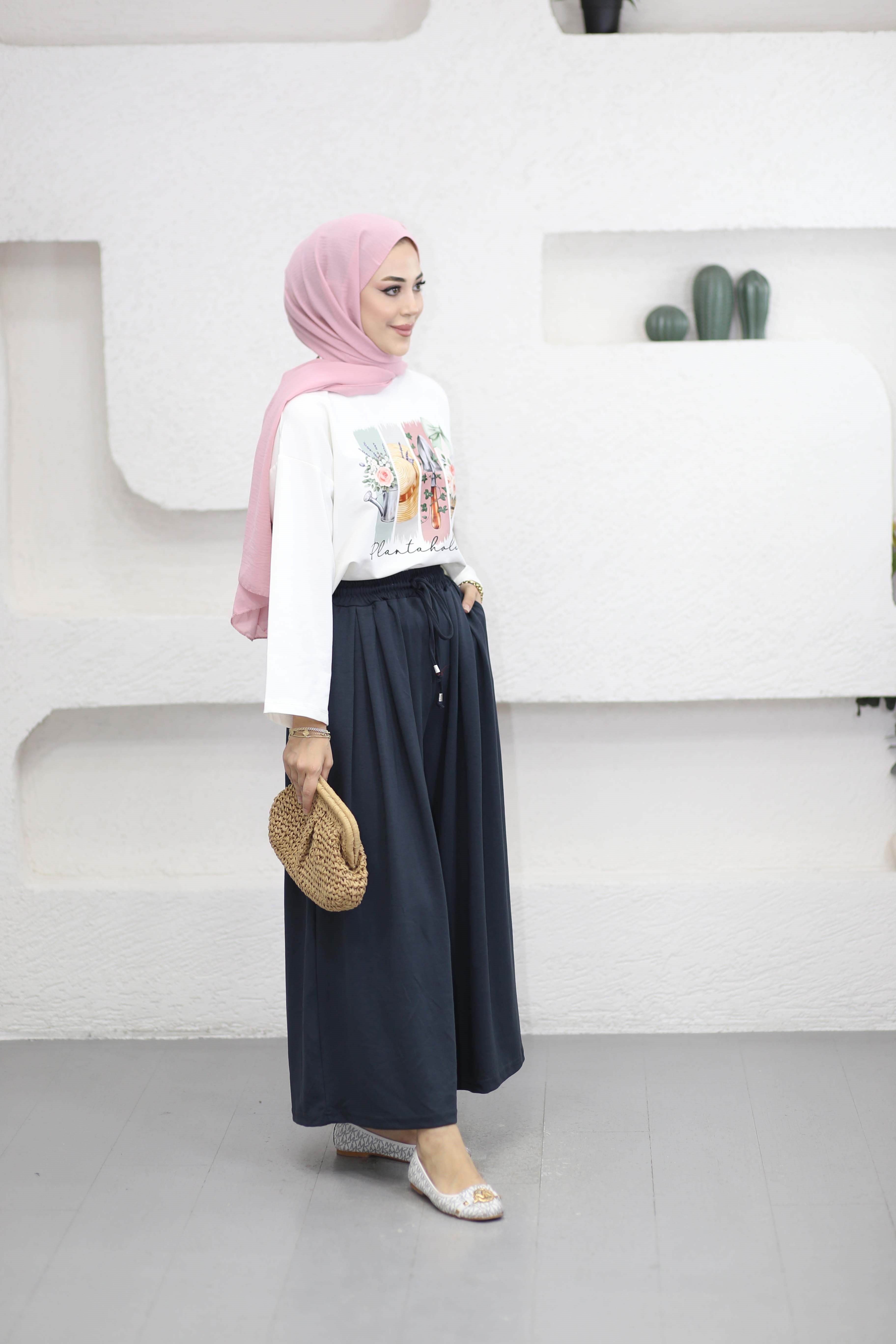 Oversize Baskılı Tişört Çağla Yeşili 2792