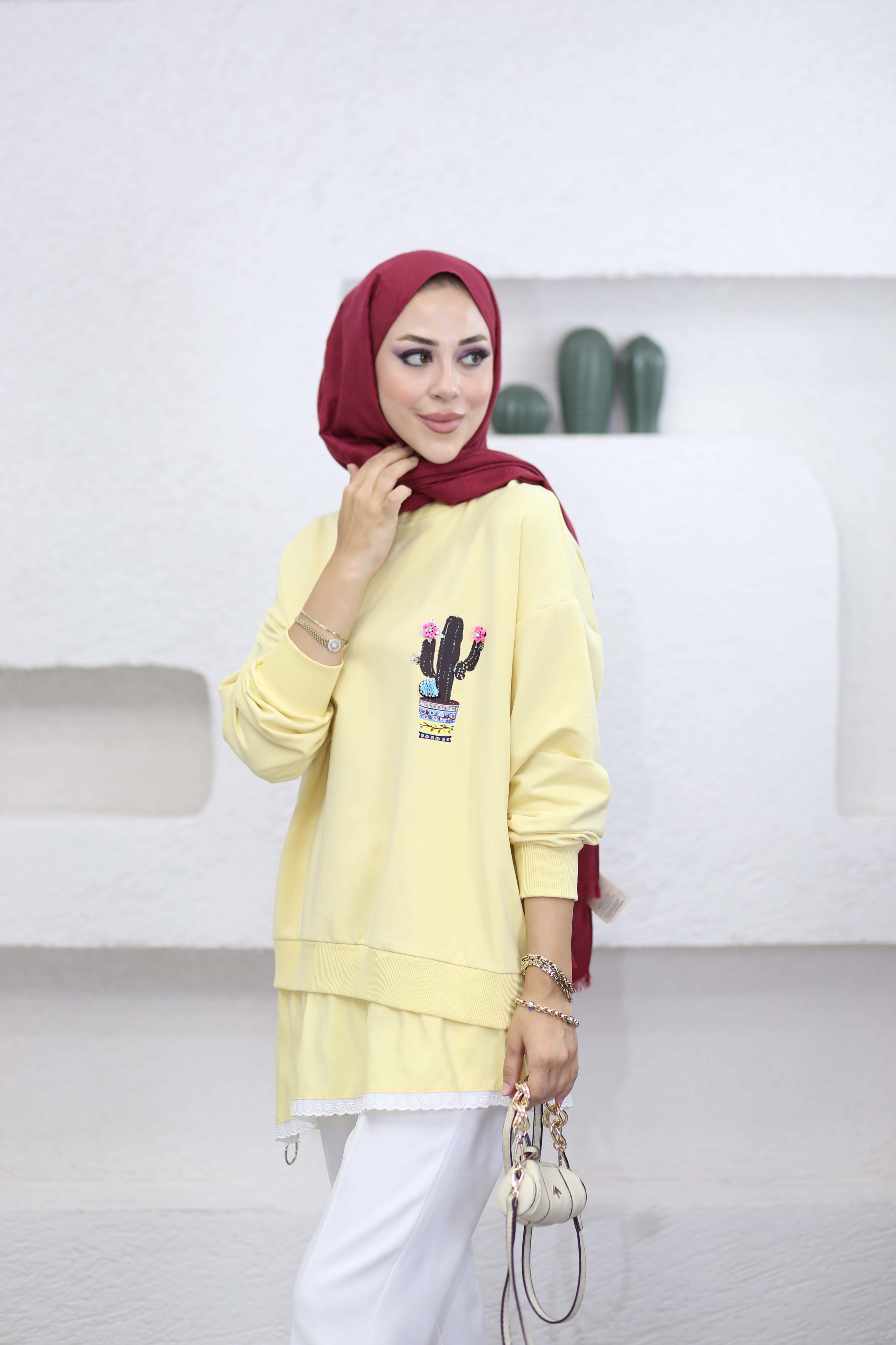Olivie Sweat Sarı 10818