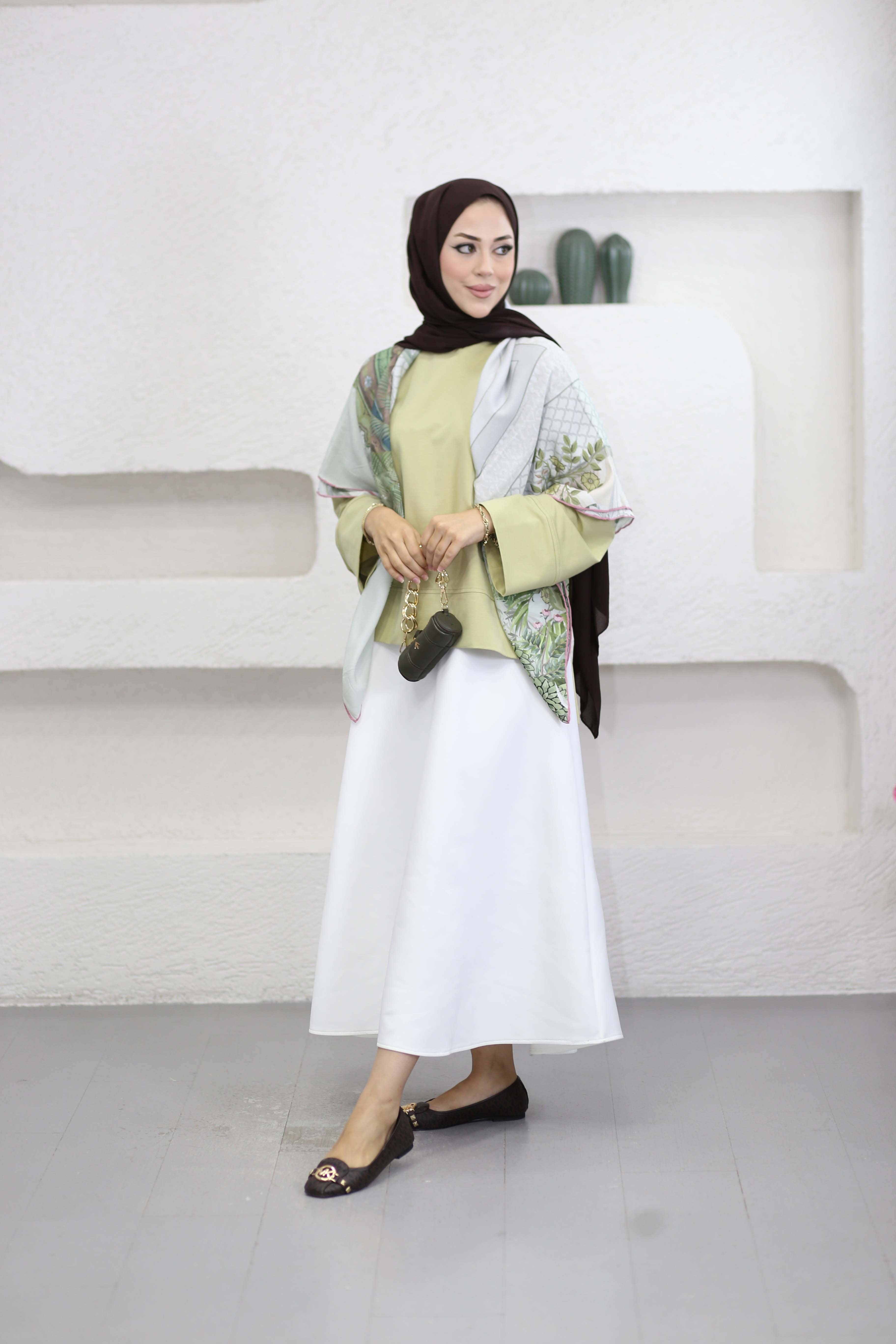 Yırtmaçlı Basıc Sweat Yağ Yeşili 32560