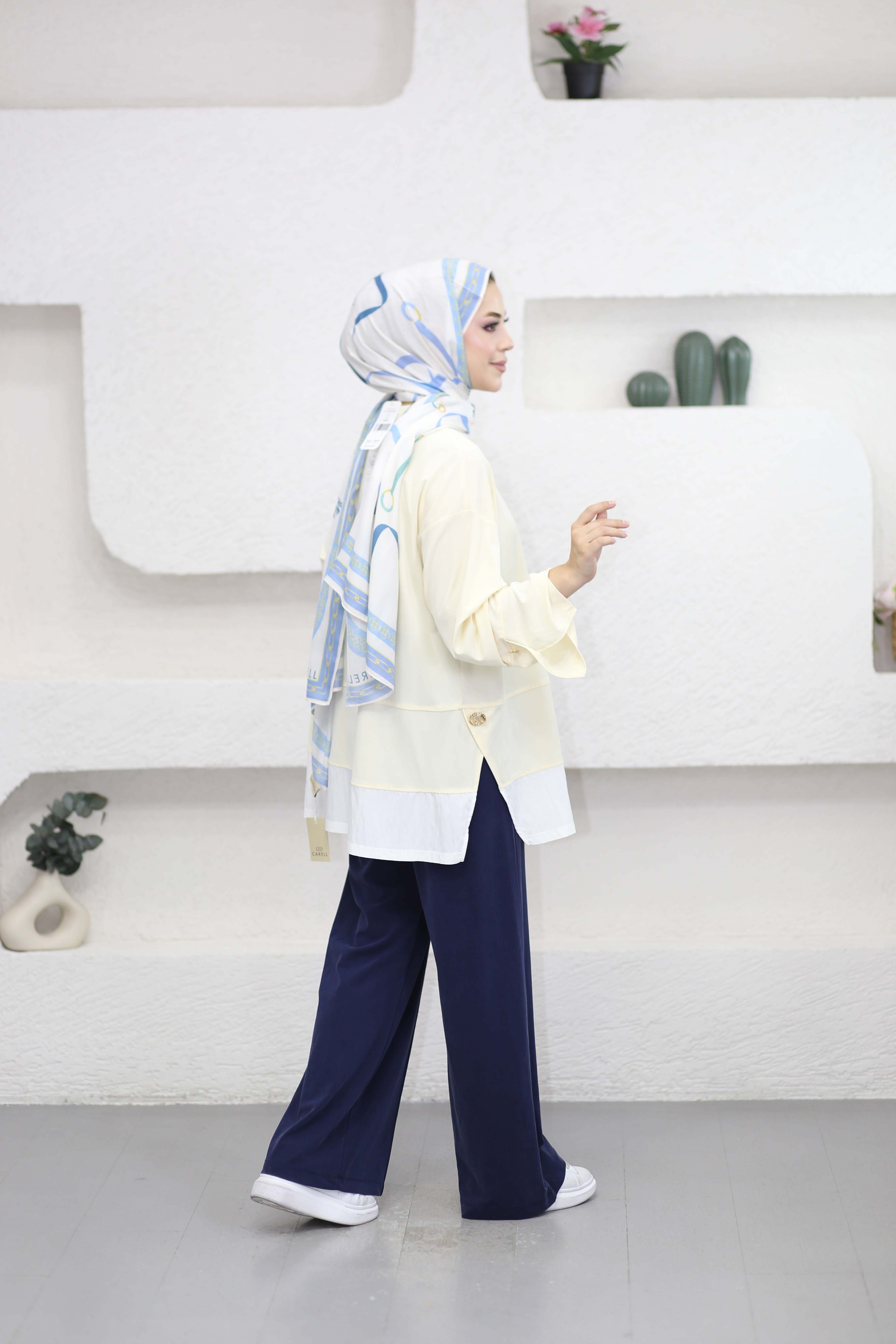 Kontrast Renkli Sweat Sarı 37287