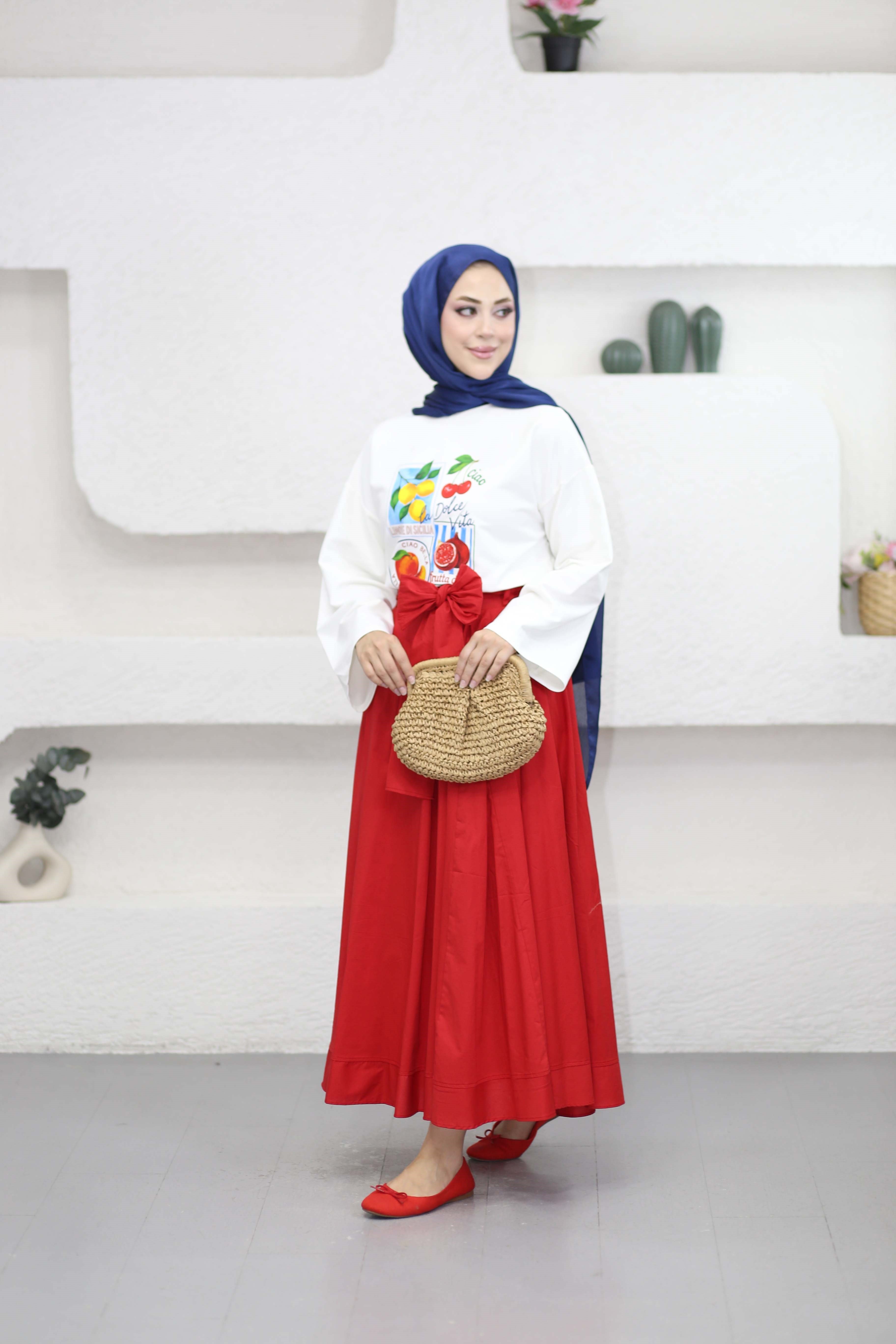 Oversize Baskılı Tişört Sarı 2792