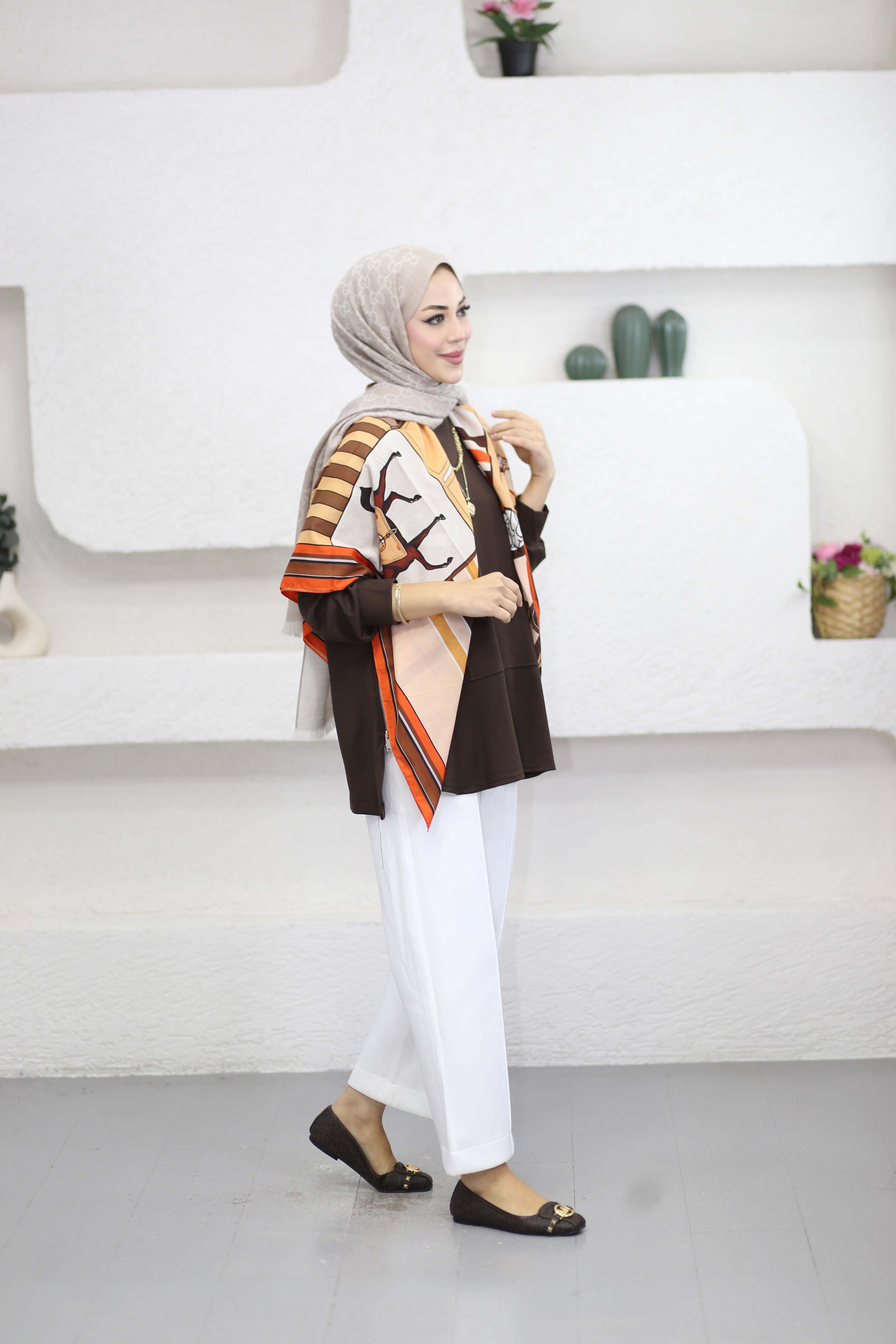 Yanları Fermuarlı Sweat Kahverengi 24456