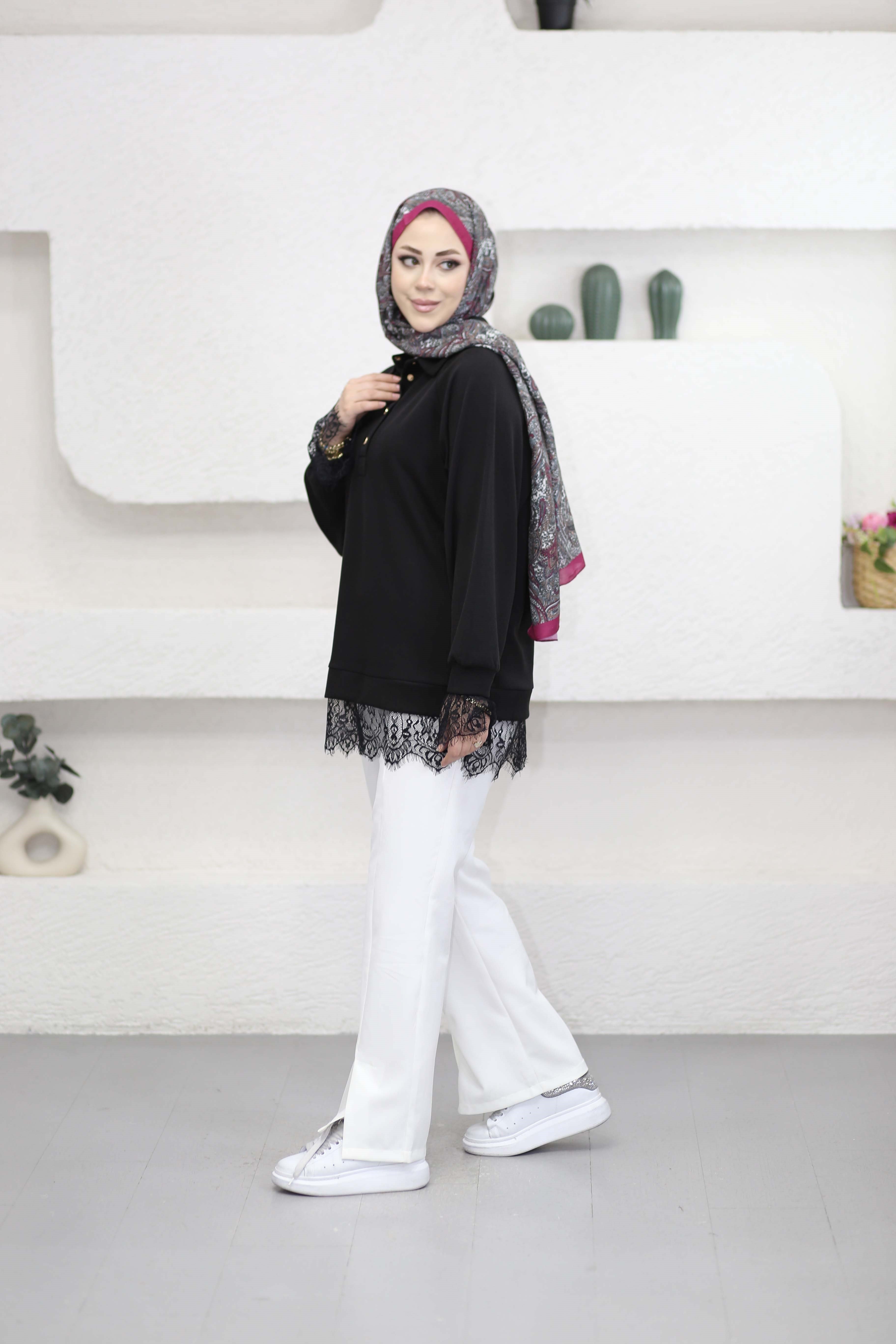 Dantelli Oysho Tunik Siyah 6441