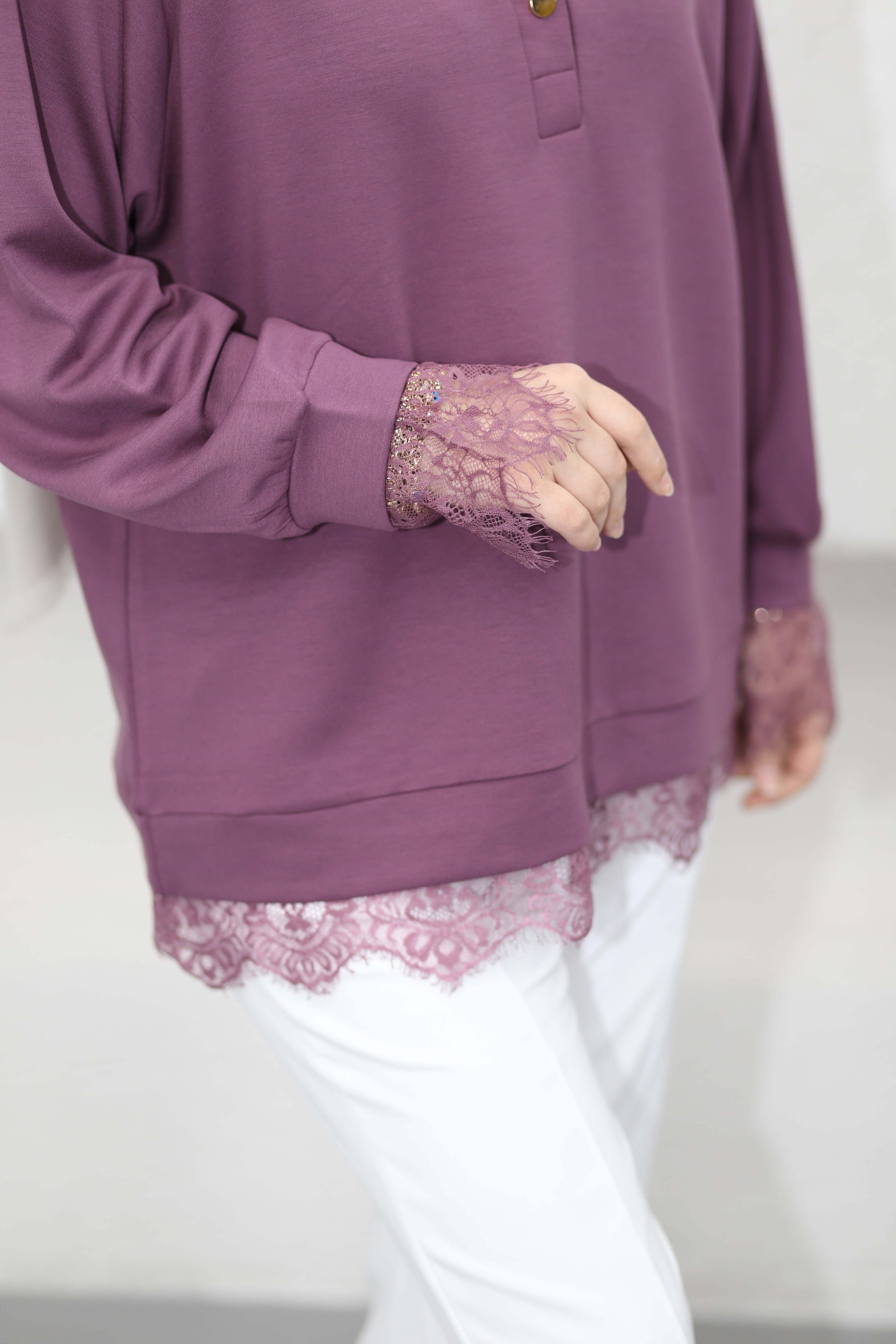 Dantelli Oysho Tunik Mürdüm 6441