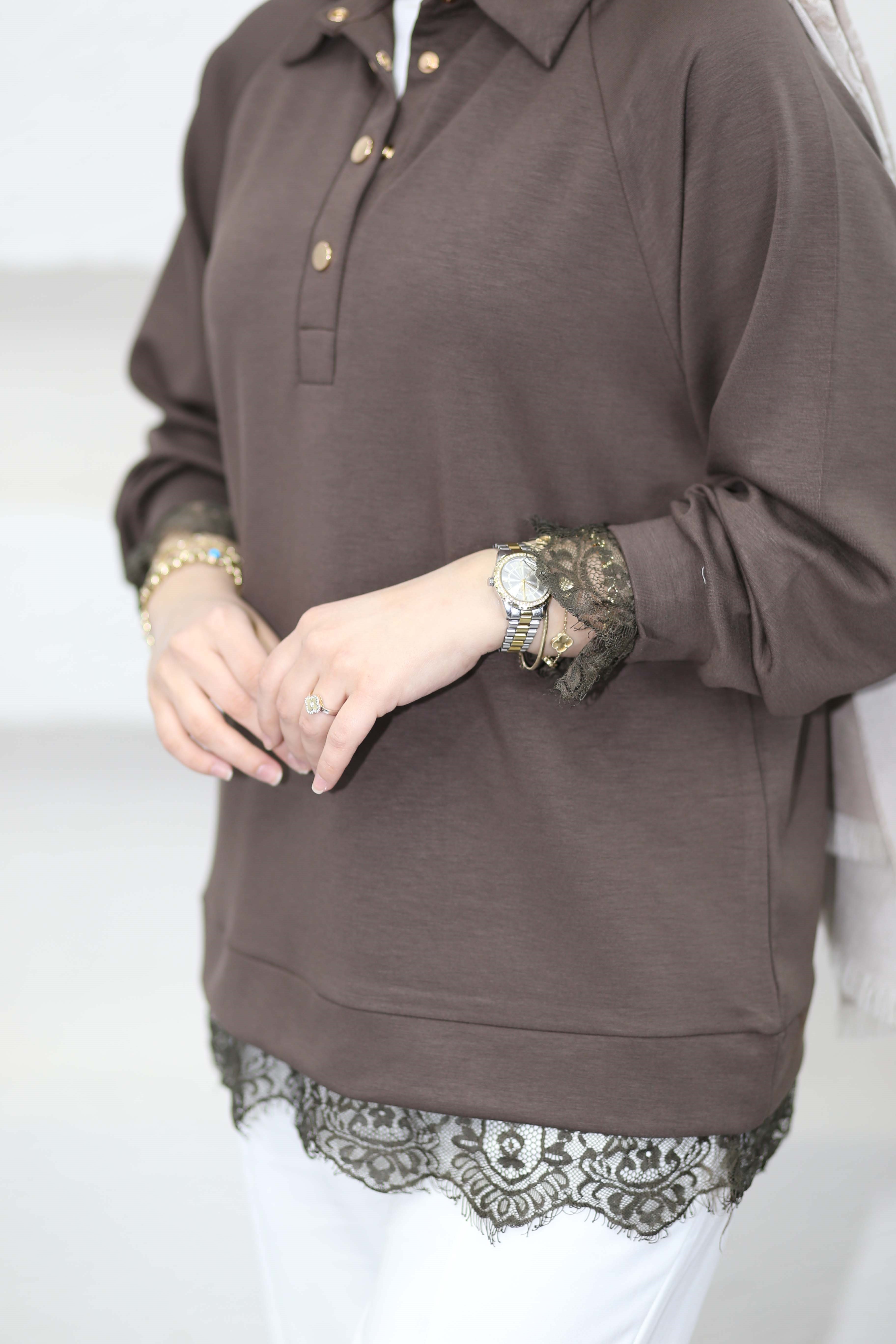 Dantelli Oysho Tunik Kahverengi 6441