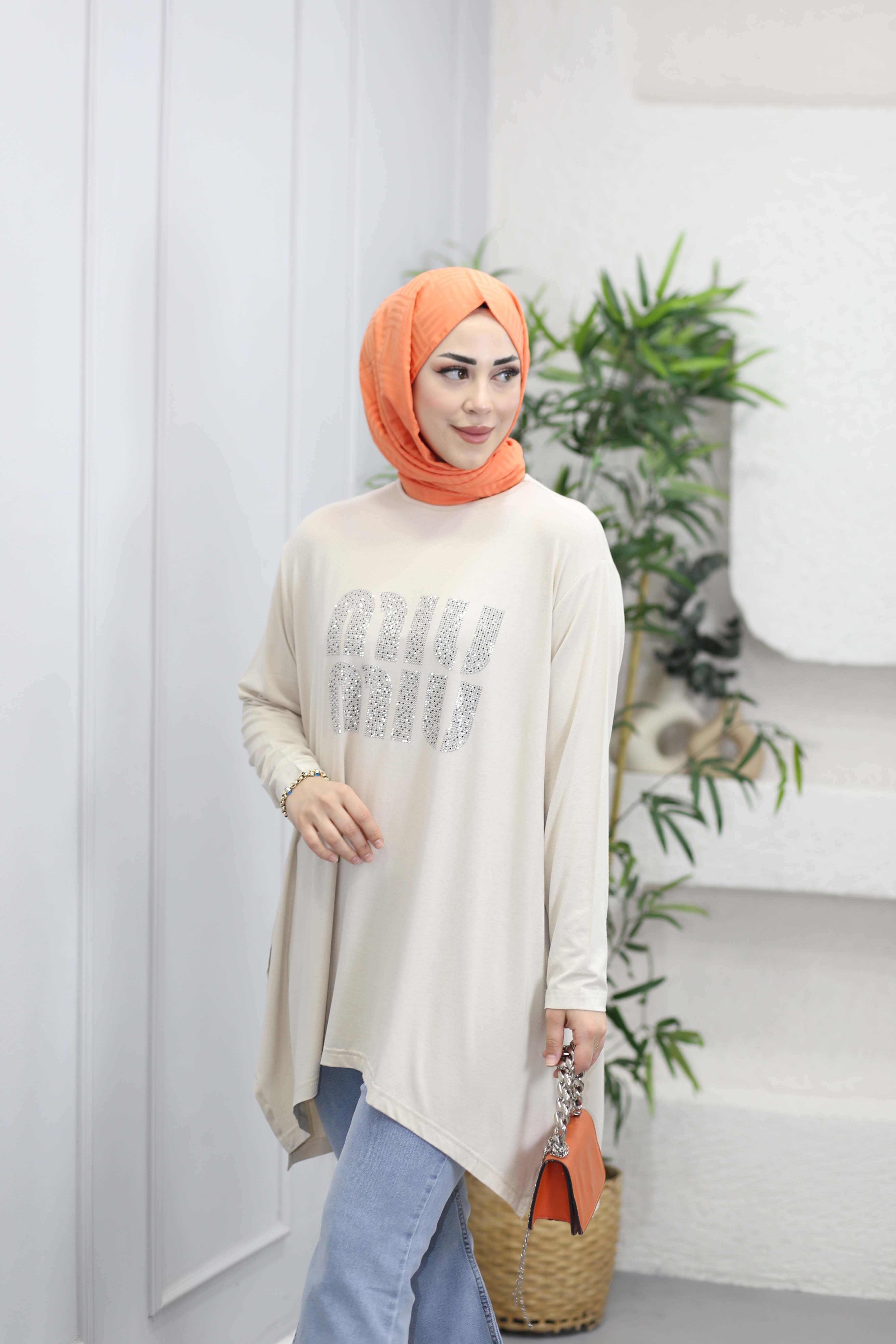 Mıu Taşlı Tunik Bej 24277