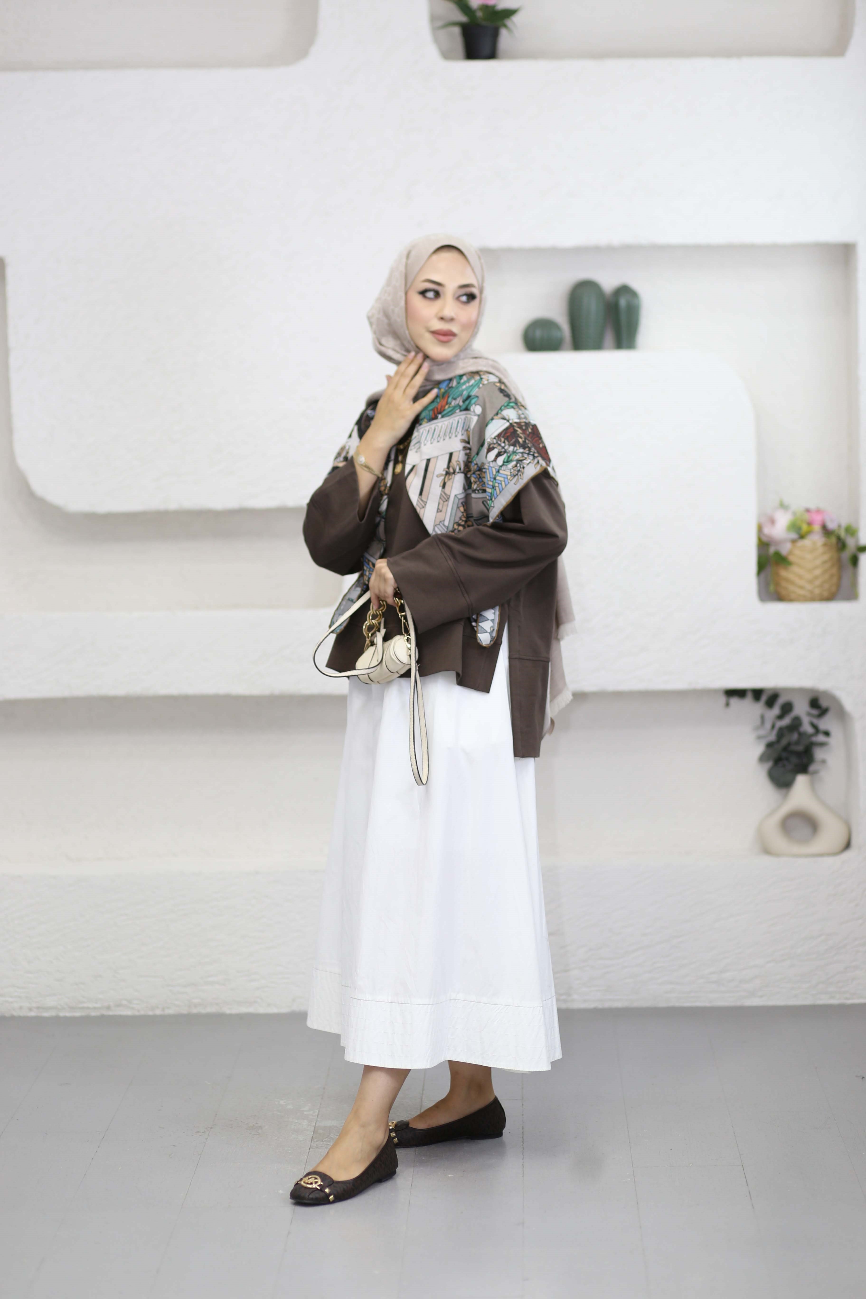 Yırtmaçlı Basıc Sweat Kahverengi 32560