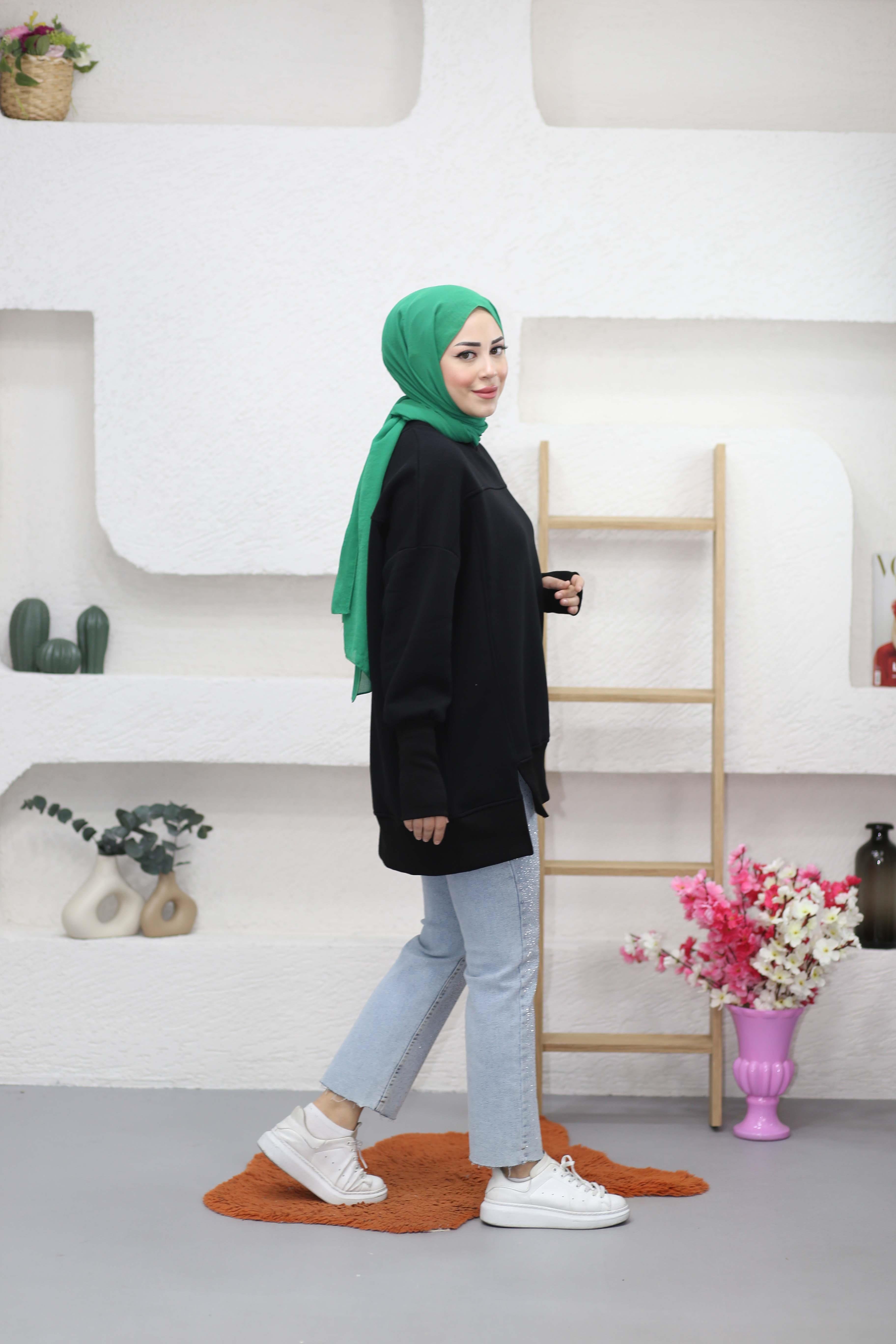 Parmak Geçirme Detaylı Sweat Siyah 2474