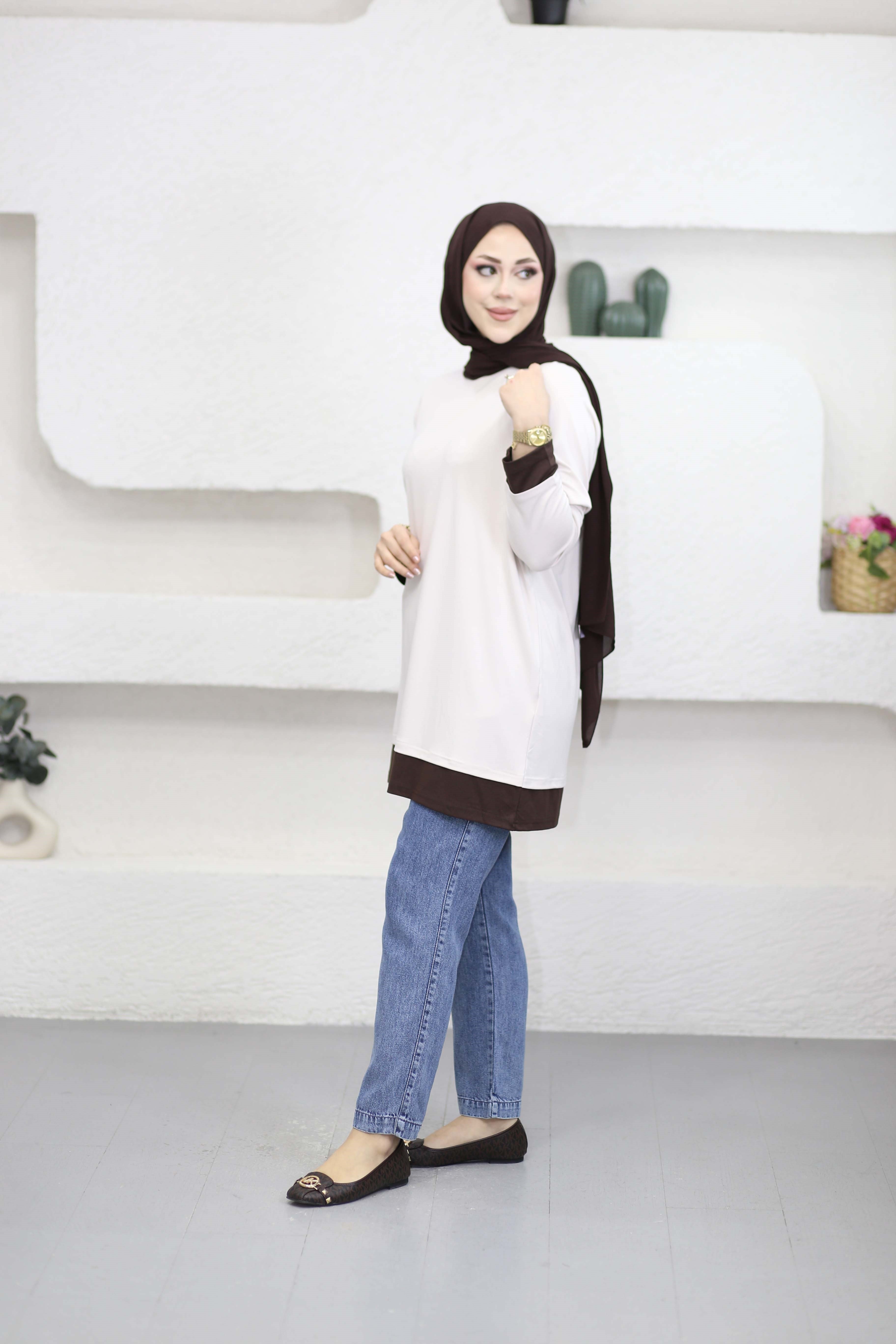 Basıc Penye Tunik Bej 6447
