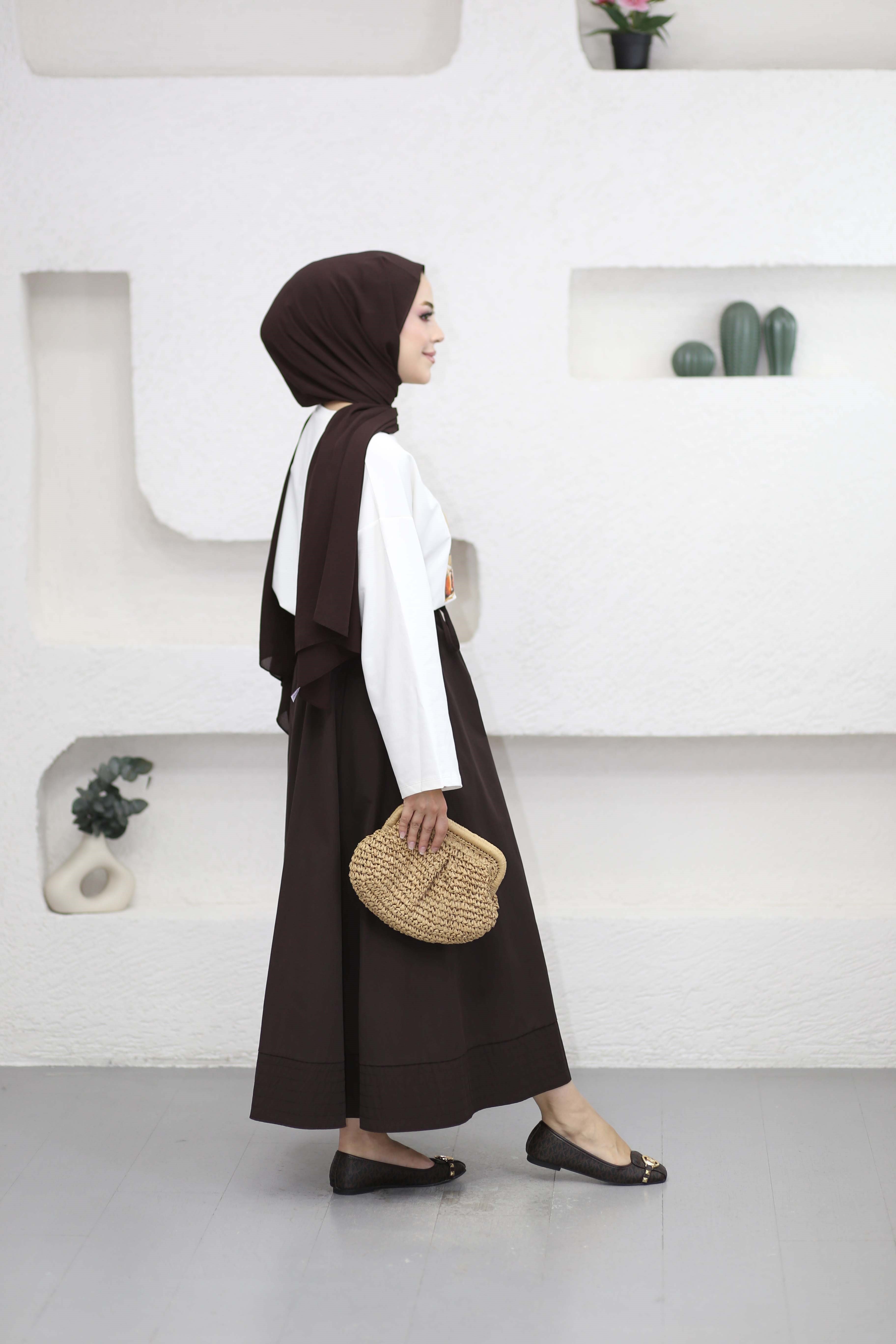 Oversize Baskılı Tişört Kiremit 2792