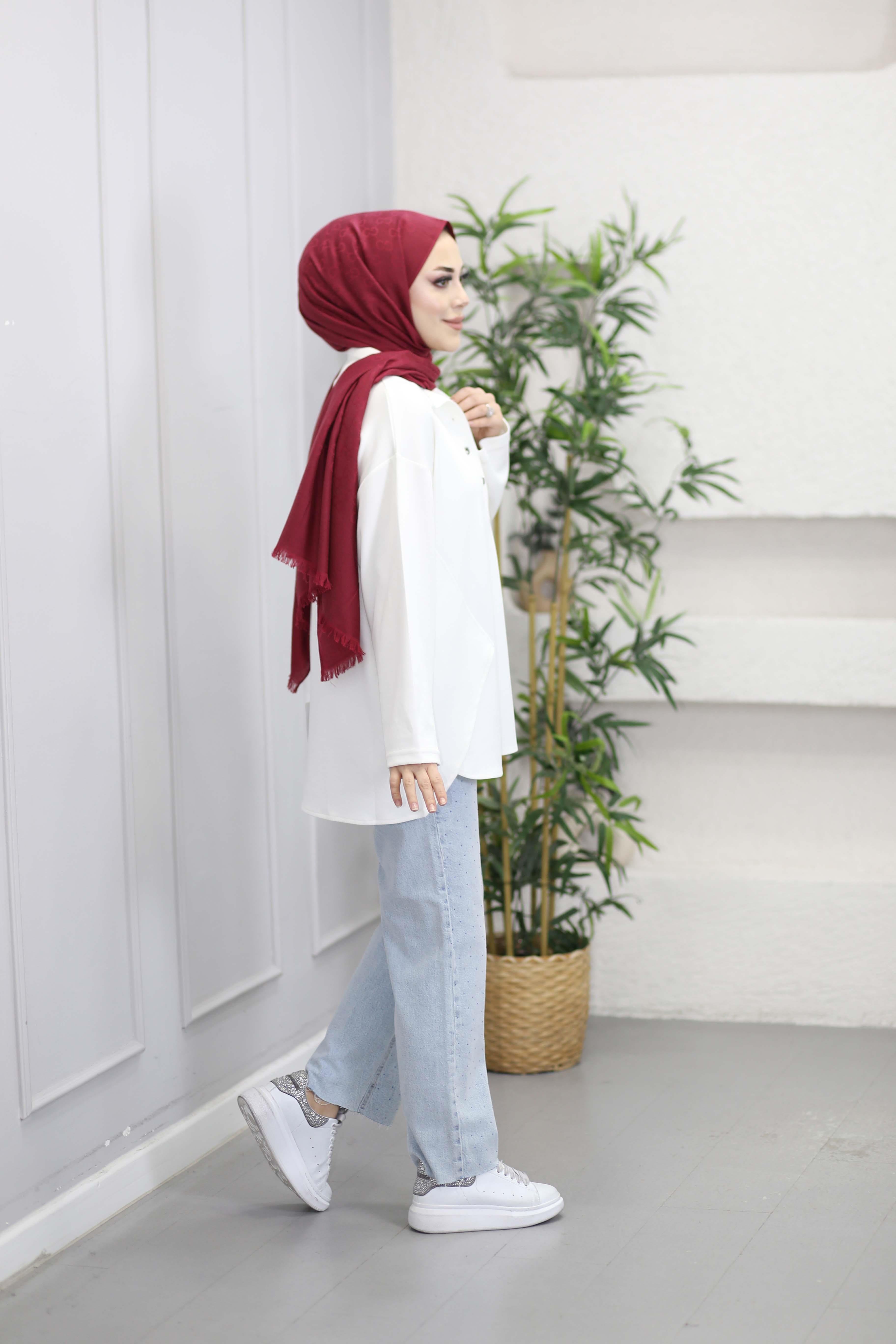 Çıtçıt Yaka Modal Tunik Ekru 6300