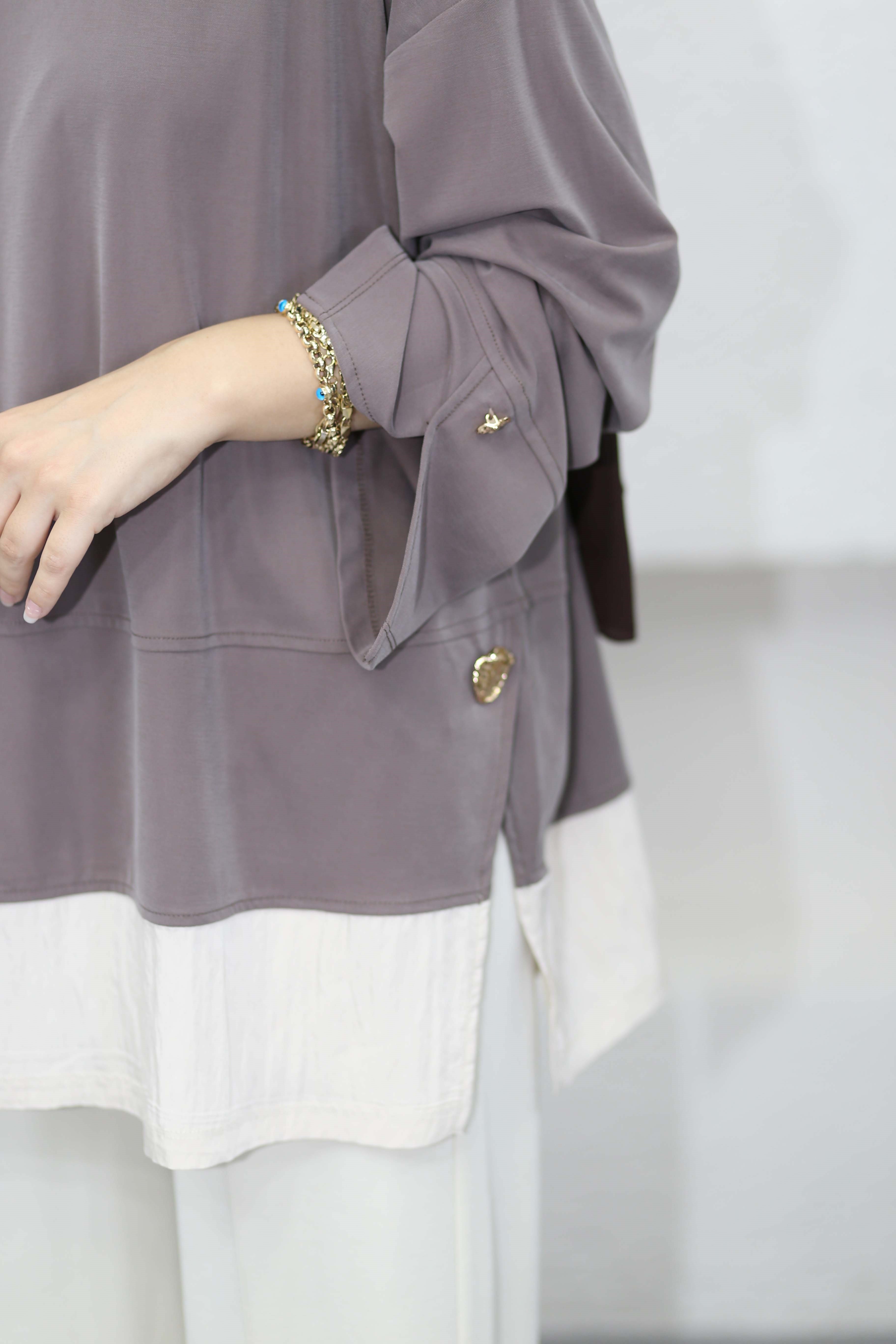 Kontrast Renkli Sweat Vizon 37287