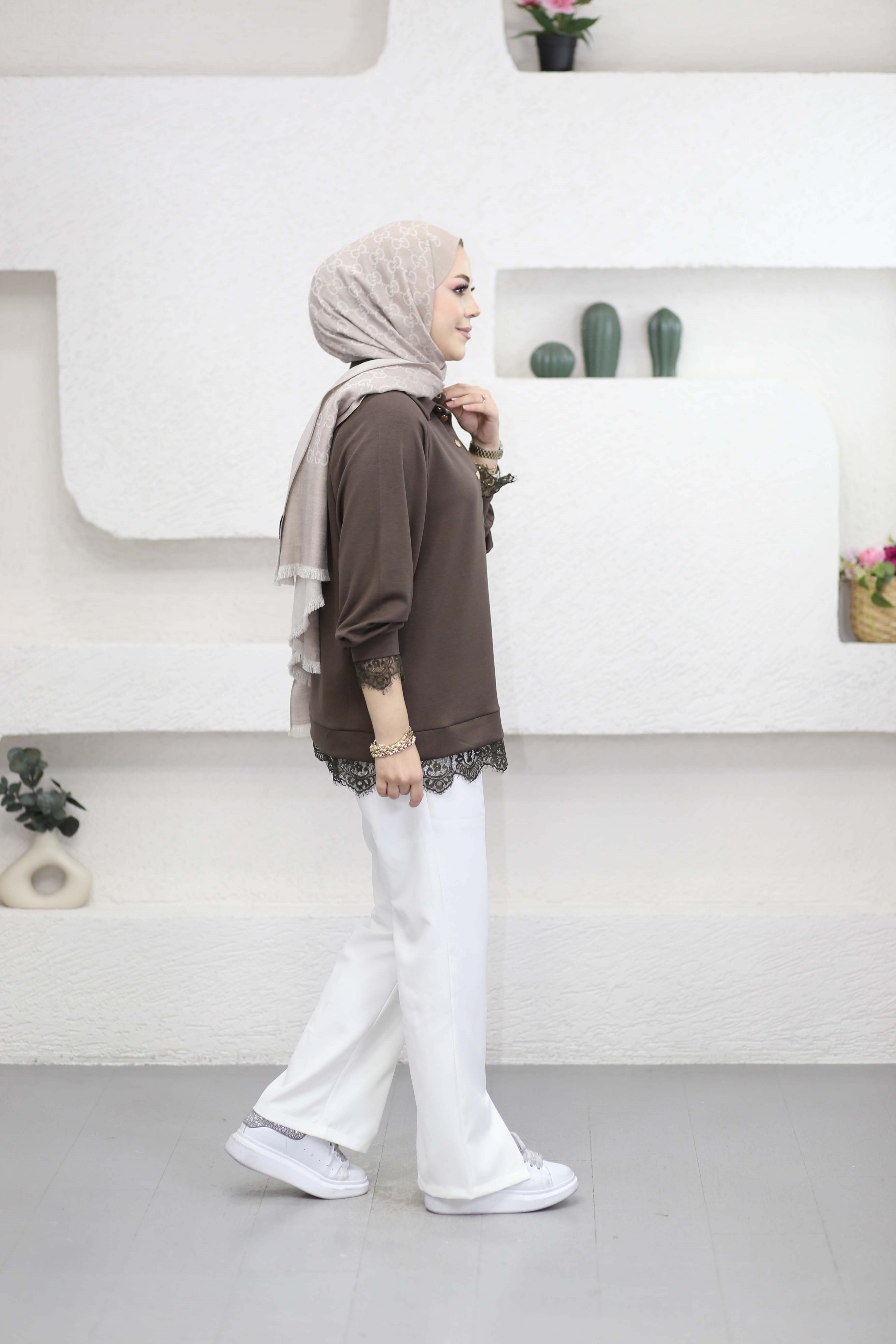 Dantelli Oysho Tunik Kahverengi 6441