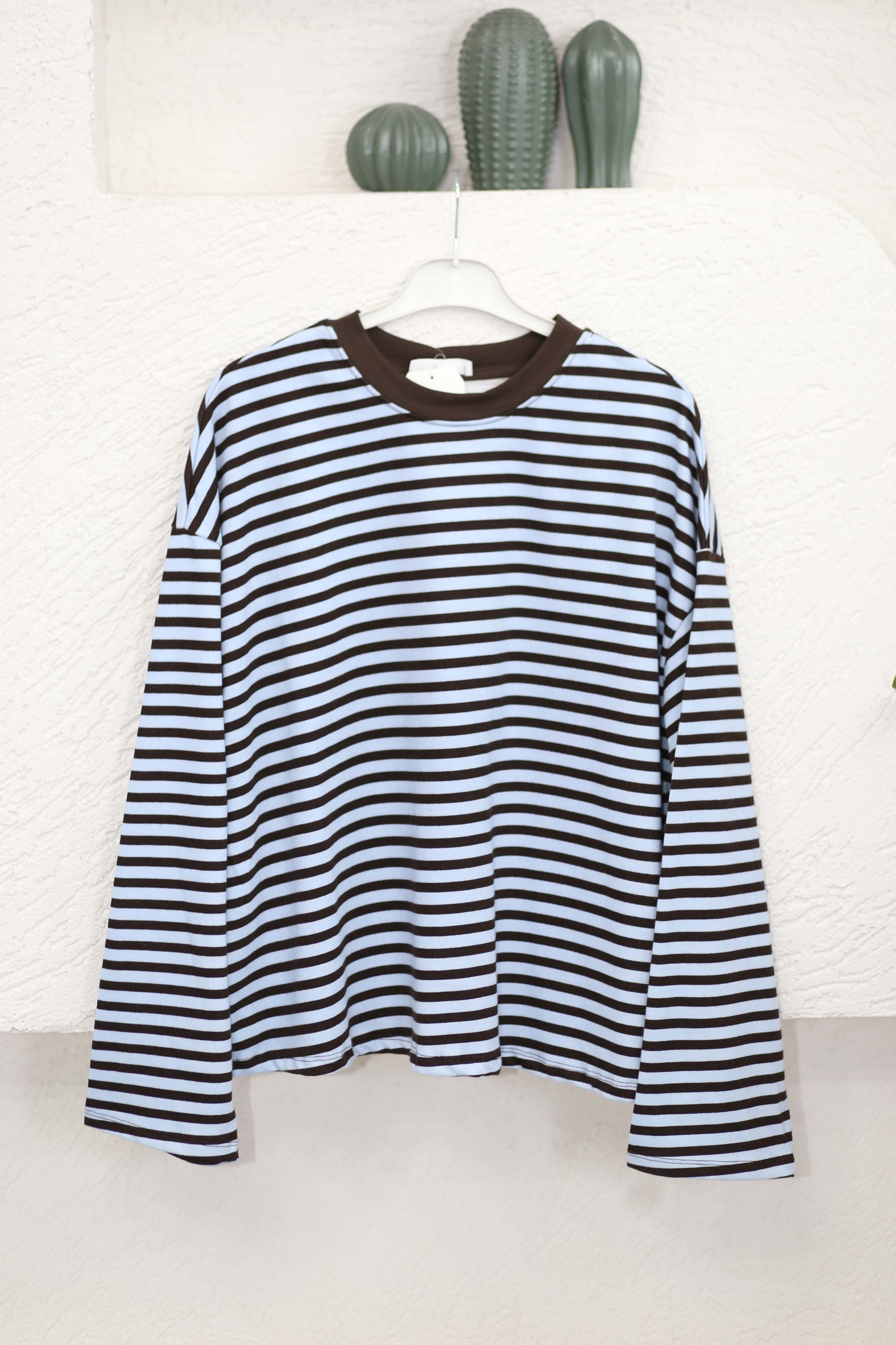 Çizgili Sweat Mavi 4848