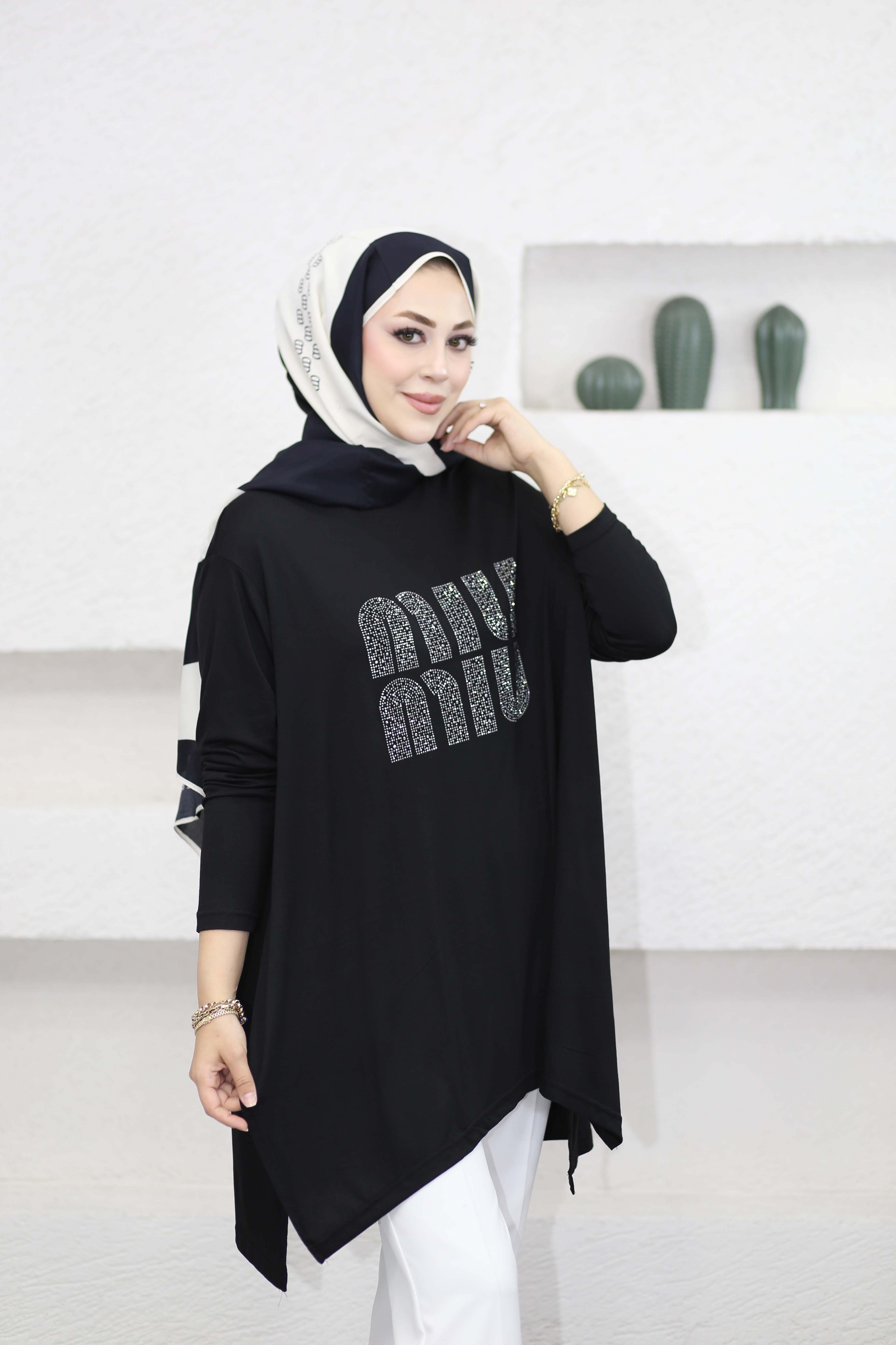 Mıu Taşlı Tunik Siyah 24277