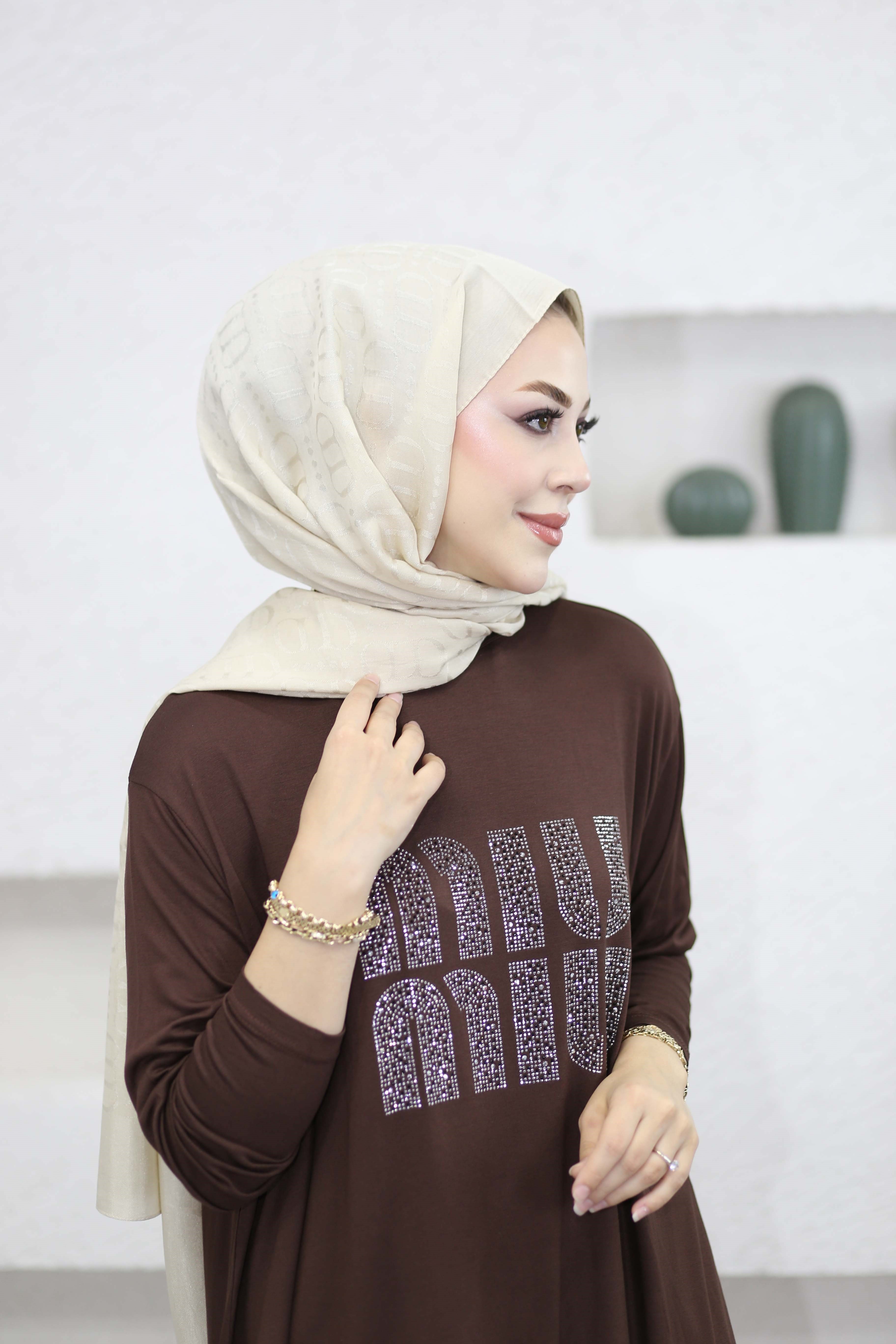 Mıu Taşlı Tunik Kahverengi 24277