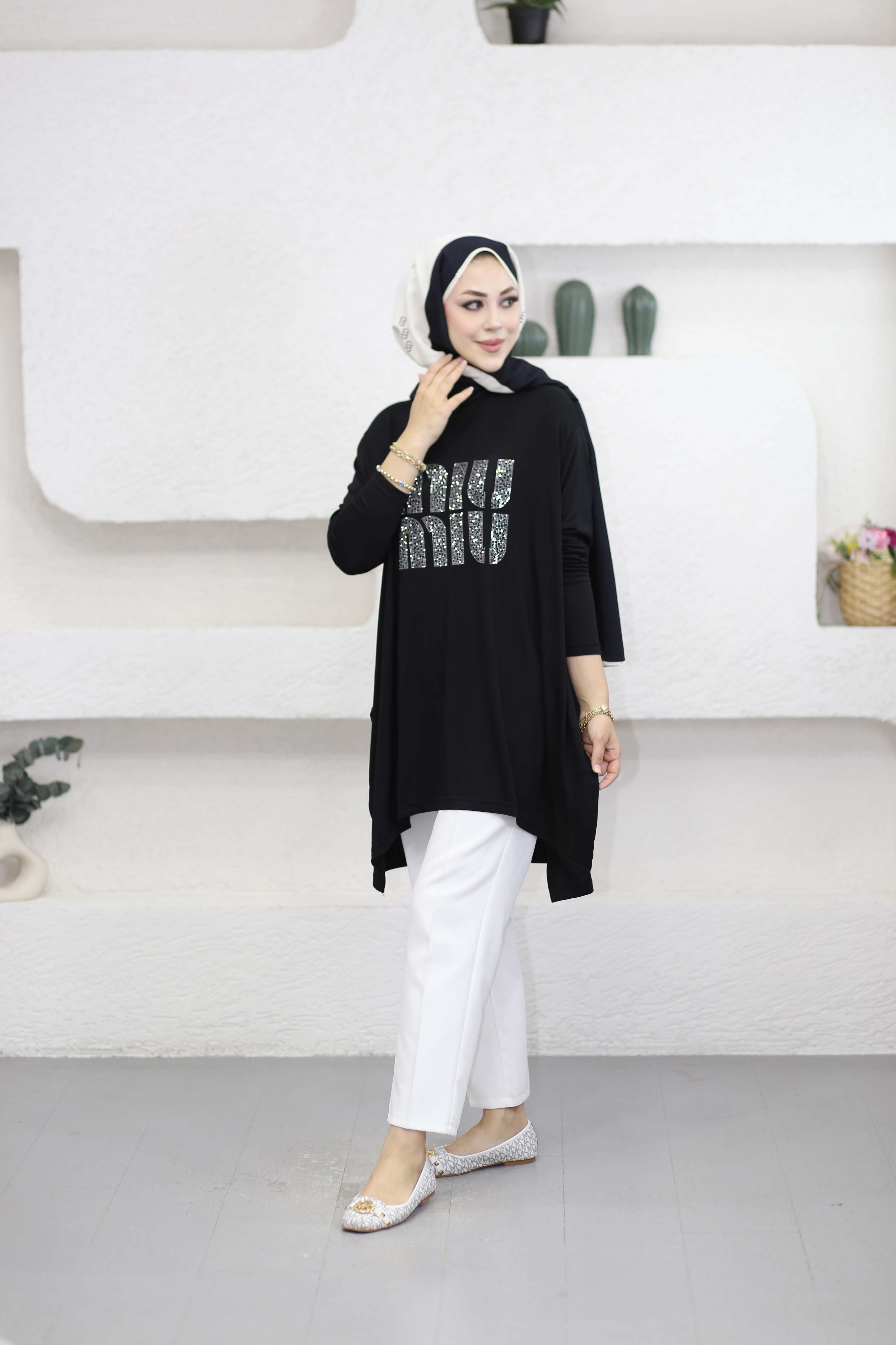 Mıu Taşlı Tunik Siyah 24277