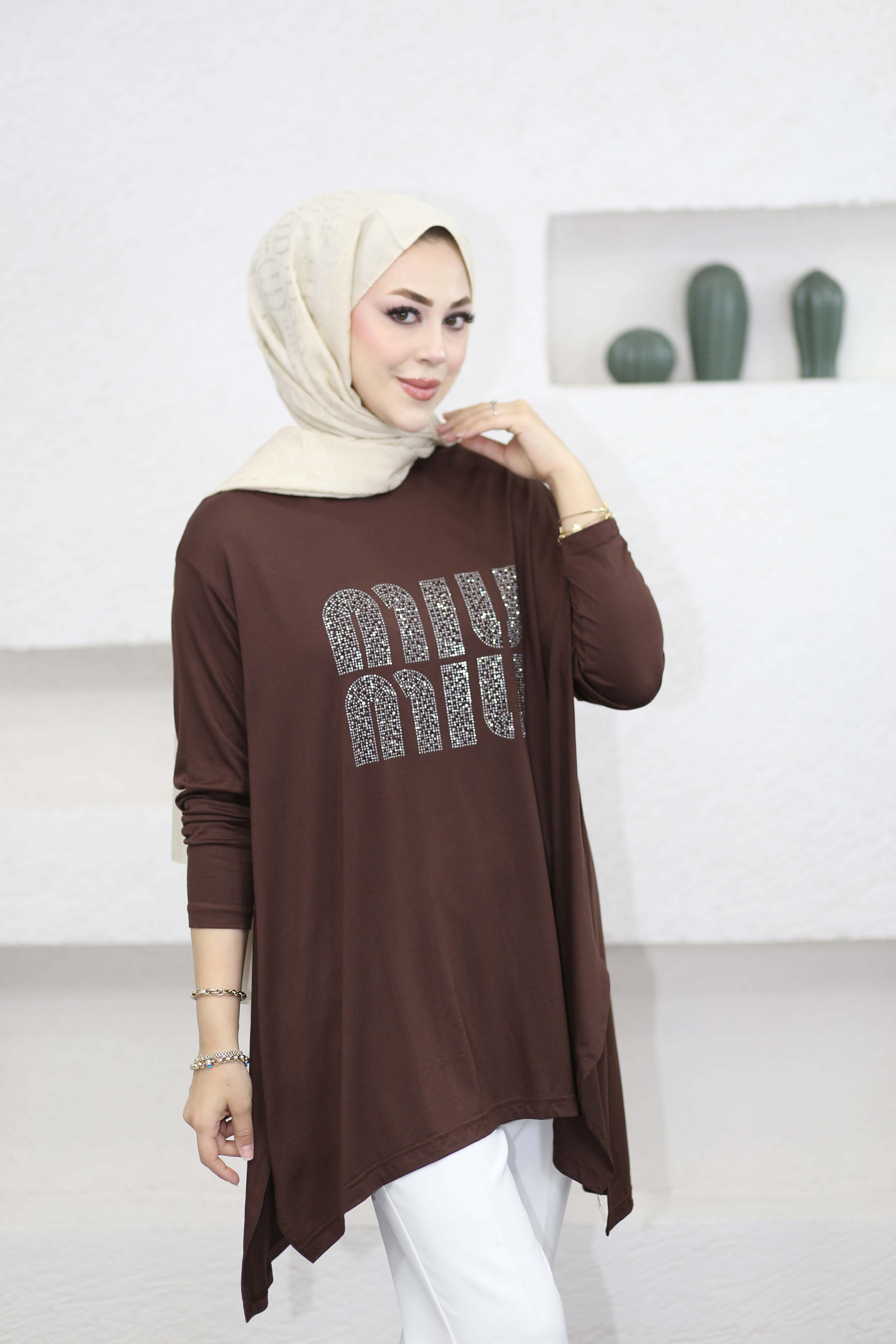 Mıu Taşlı Tunik Kahverengi 24277