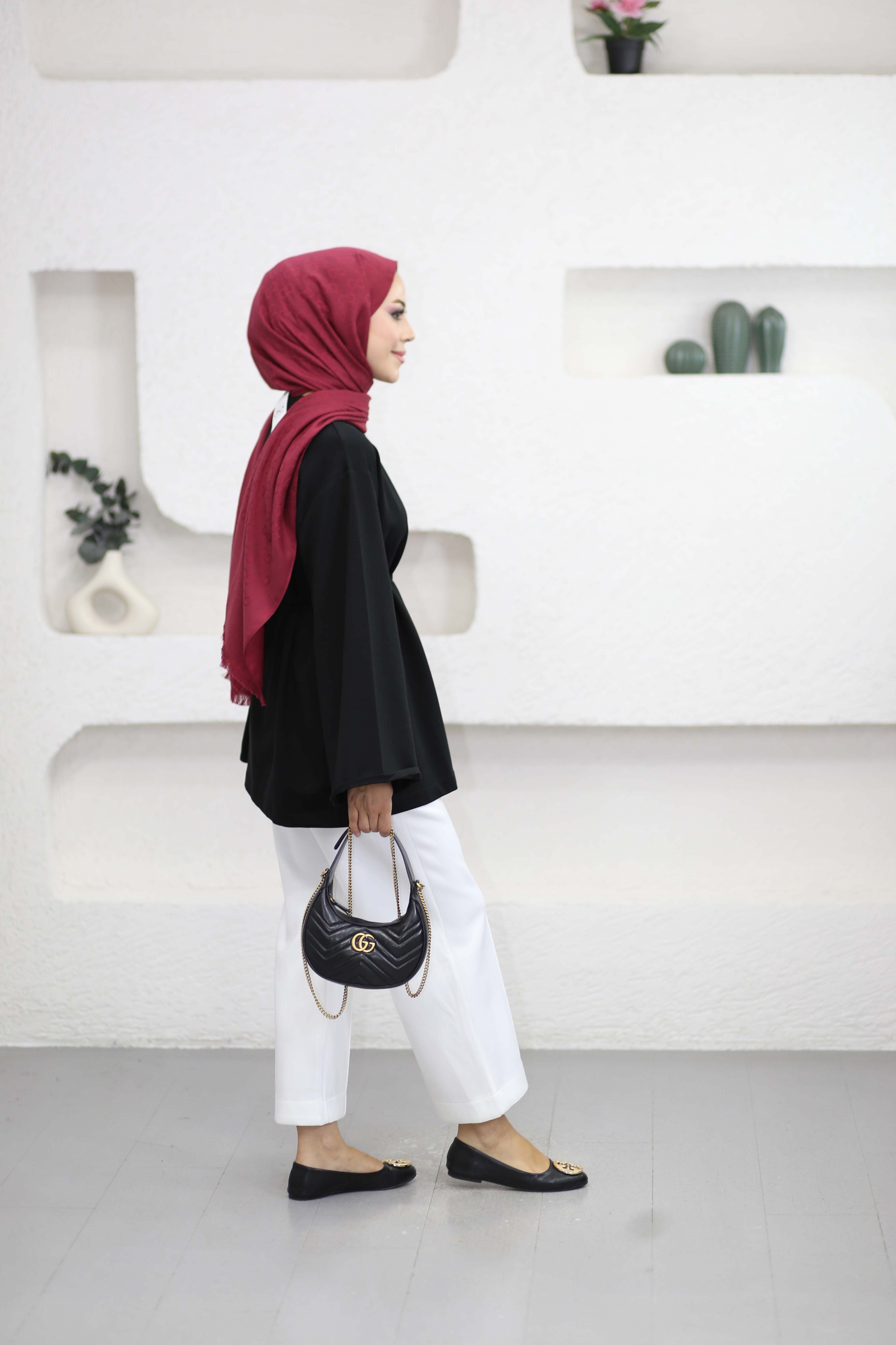 Asimetrik Kesim Bel Bağlamalı Tunik Siyah 3550
