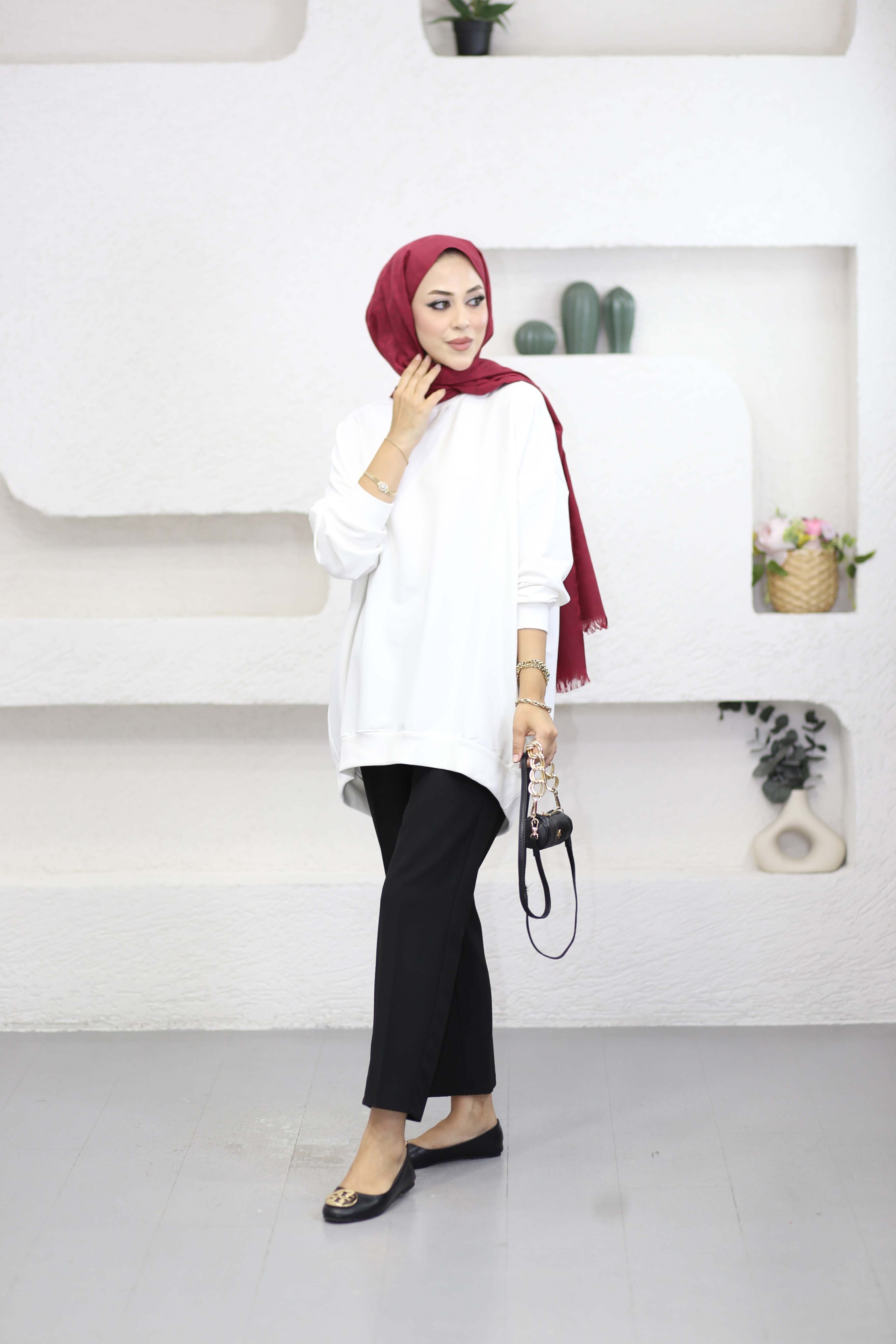 Oversize Sweat Beyaz 2382