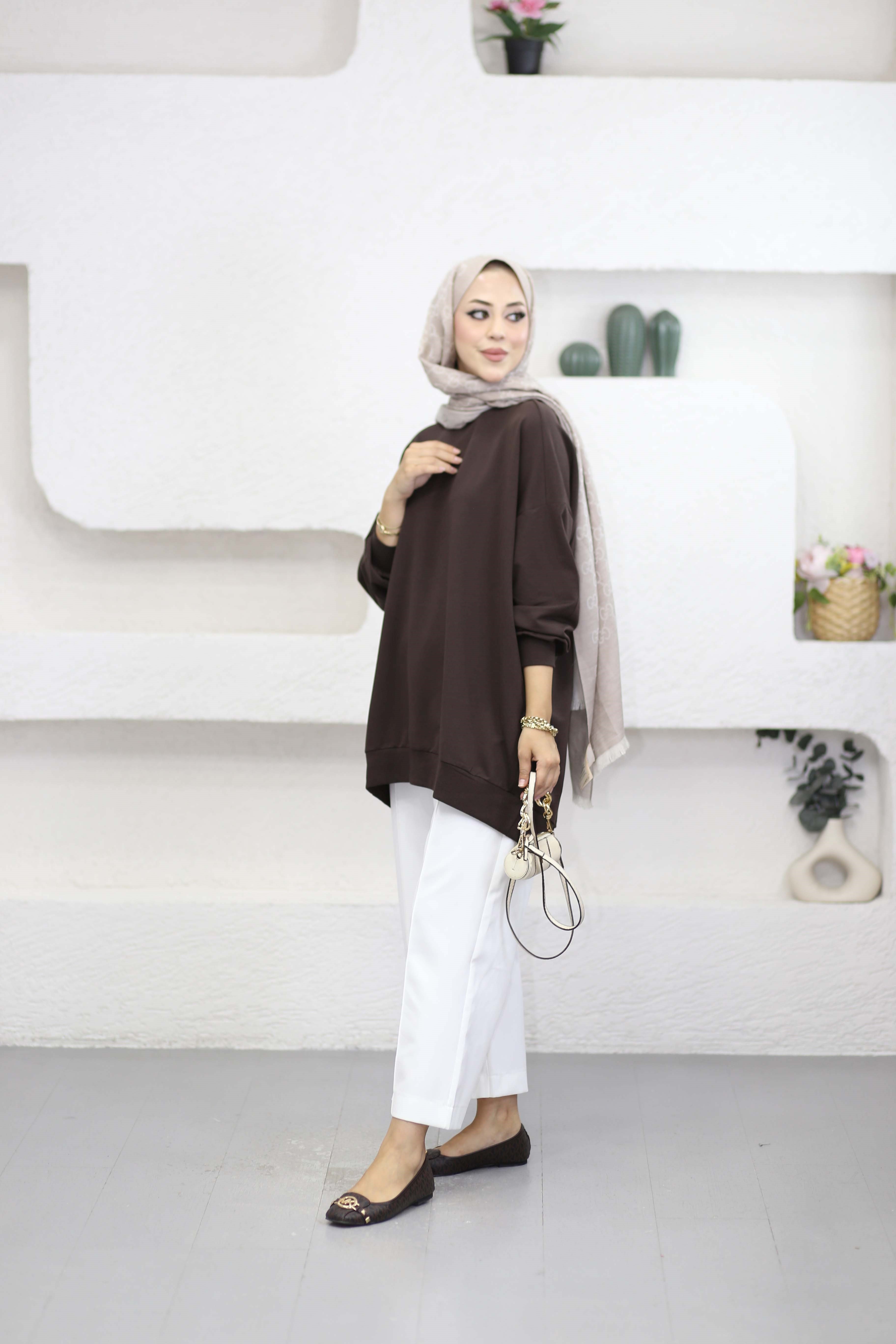 Oversize Sweat Kahverengi 2382