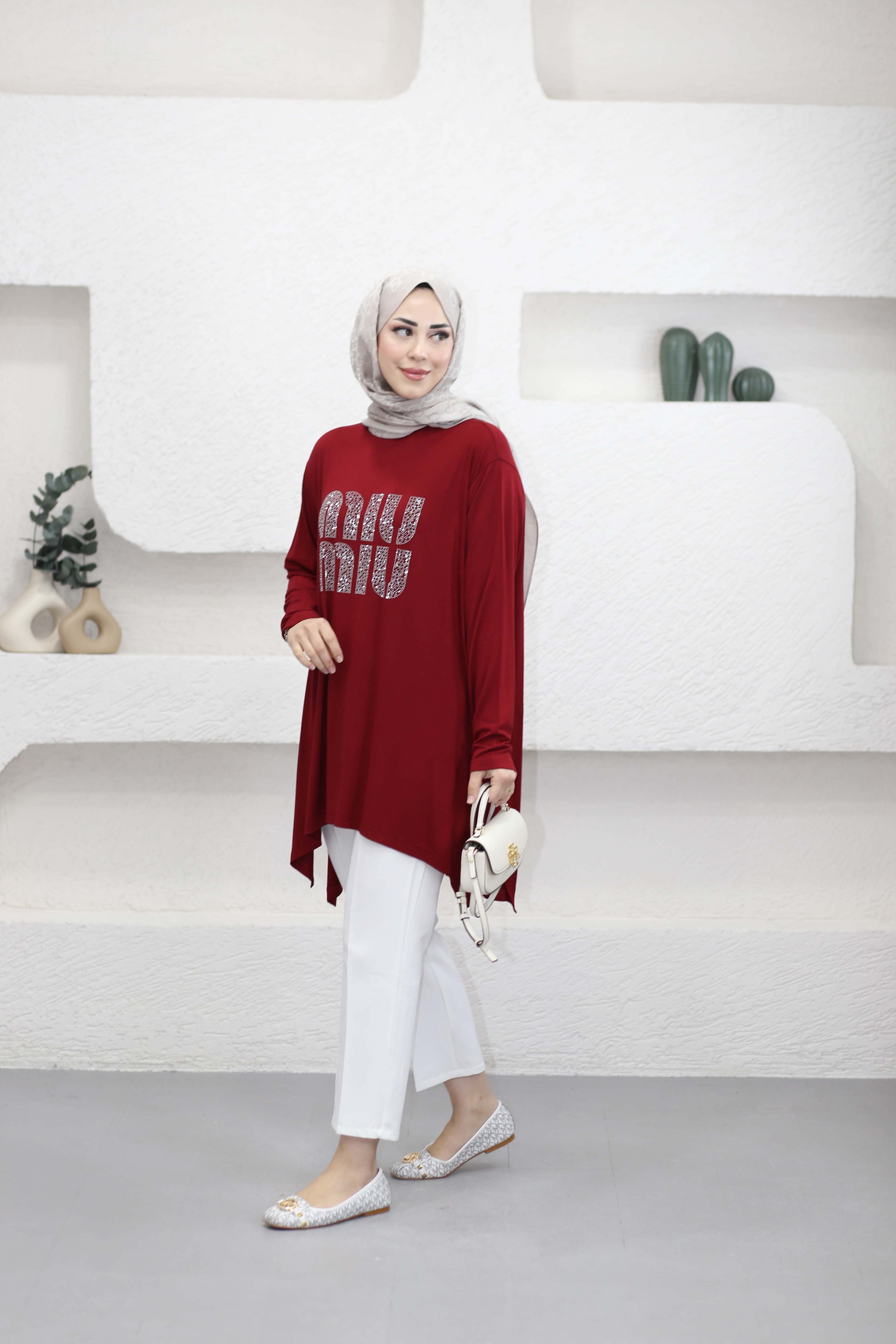 Mıu Taşlı Tunik Bordo 24277