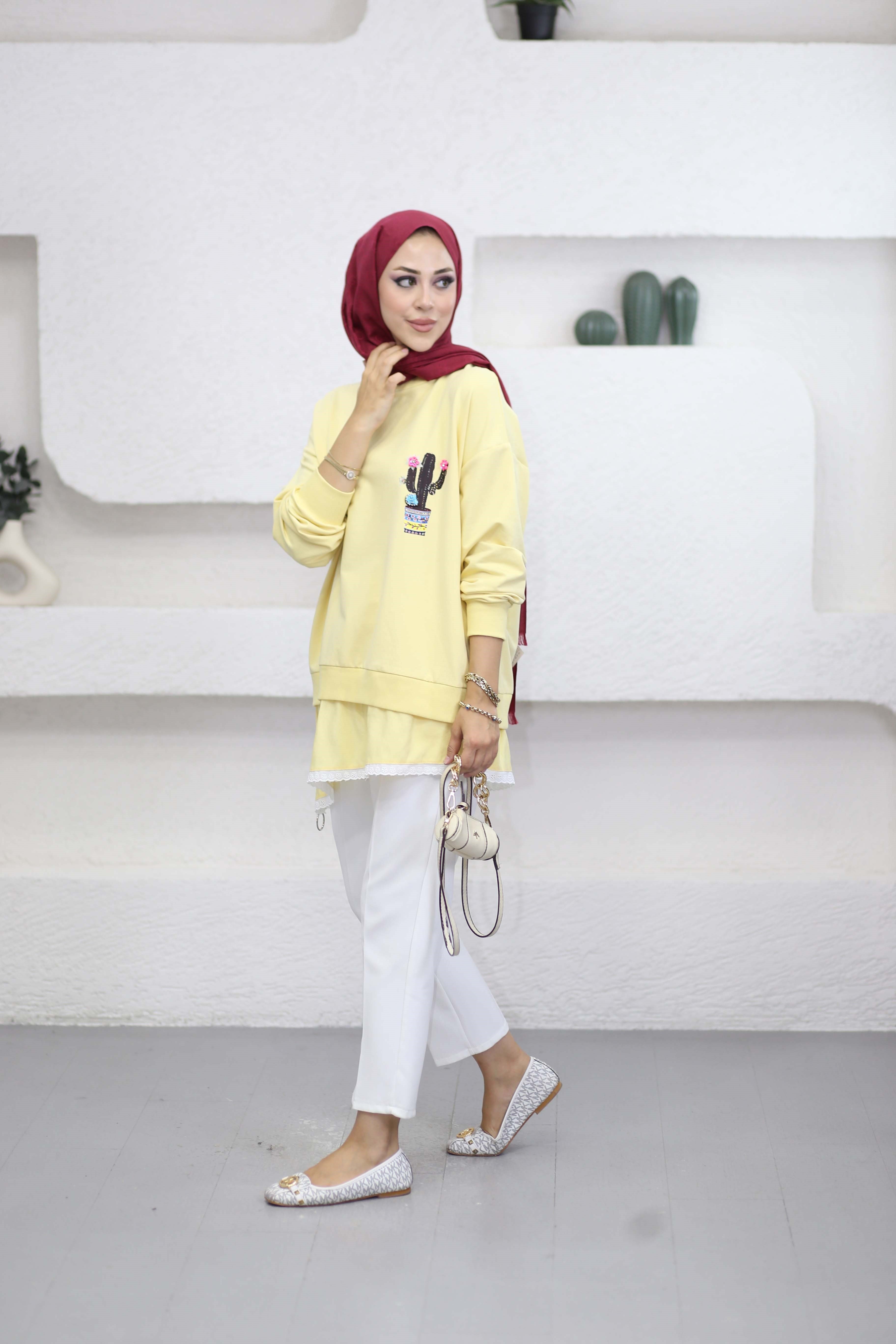 Olivie Sweat Sarı 10818