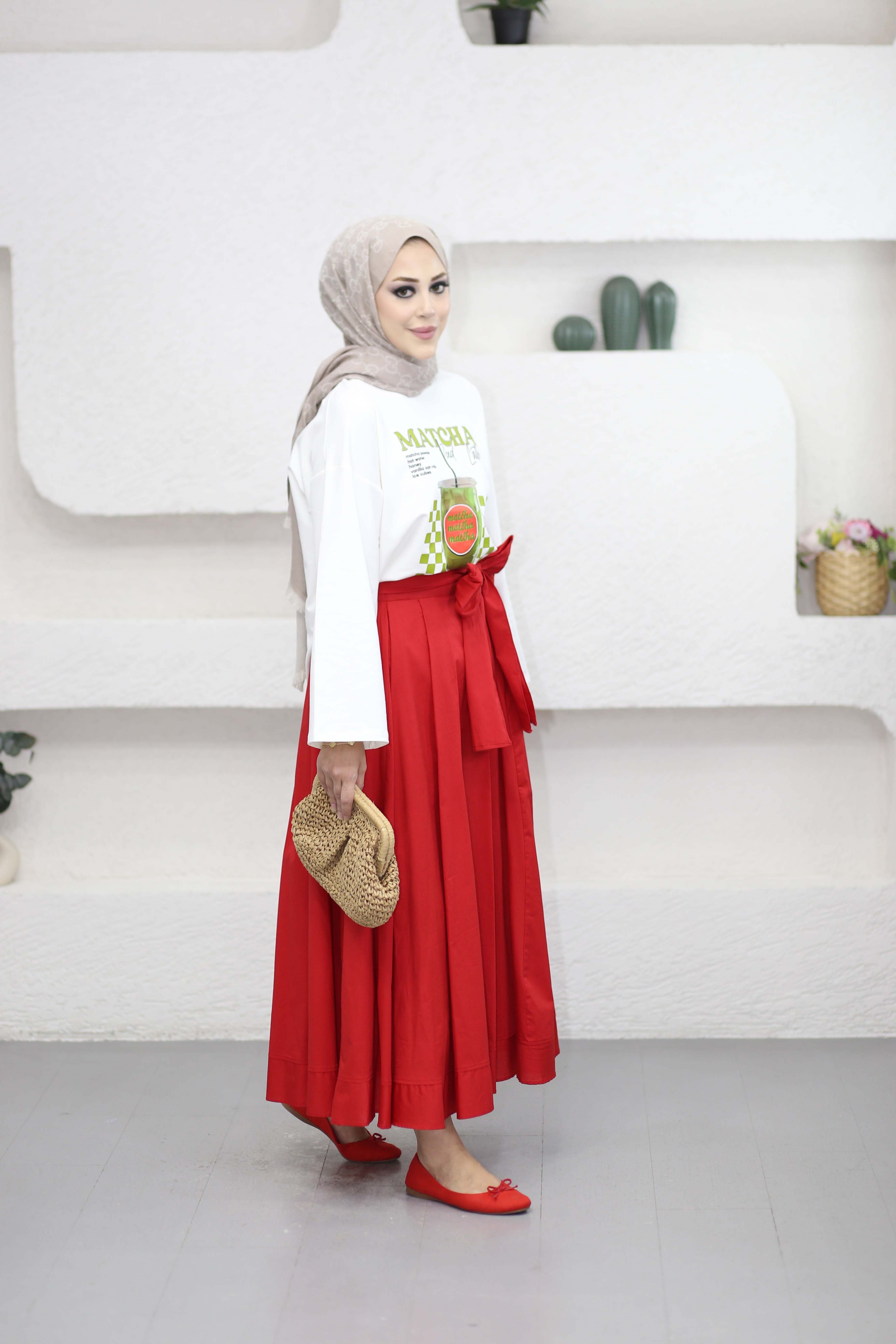 Oversize Baskılı Tişört Yeşil 2792