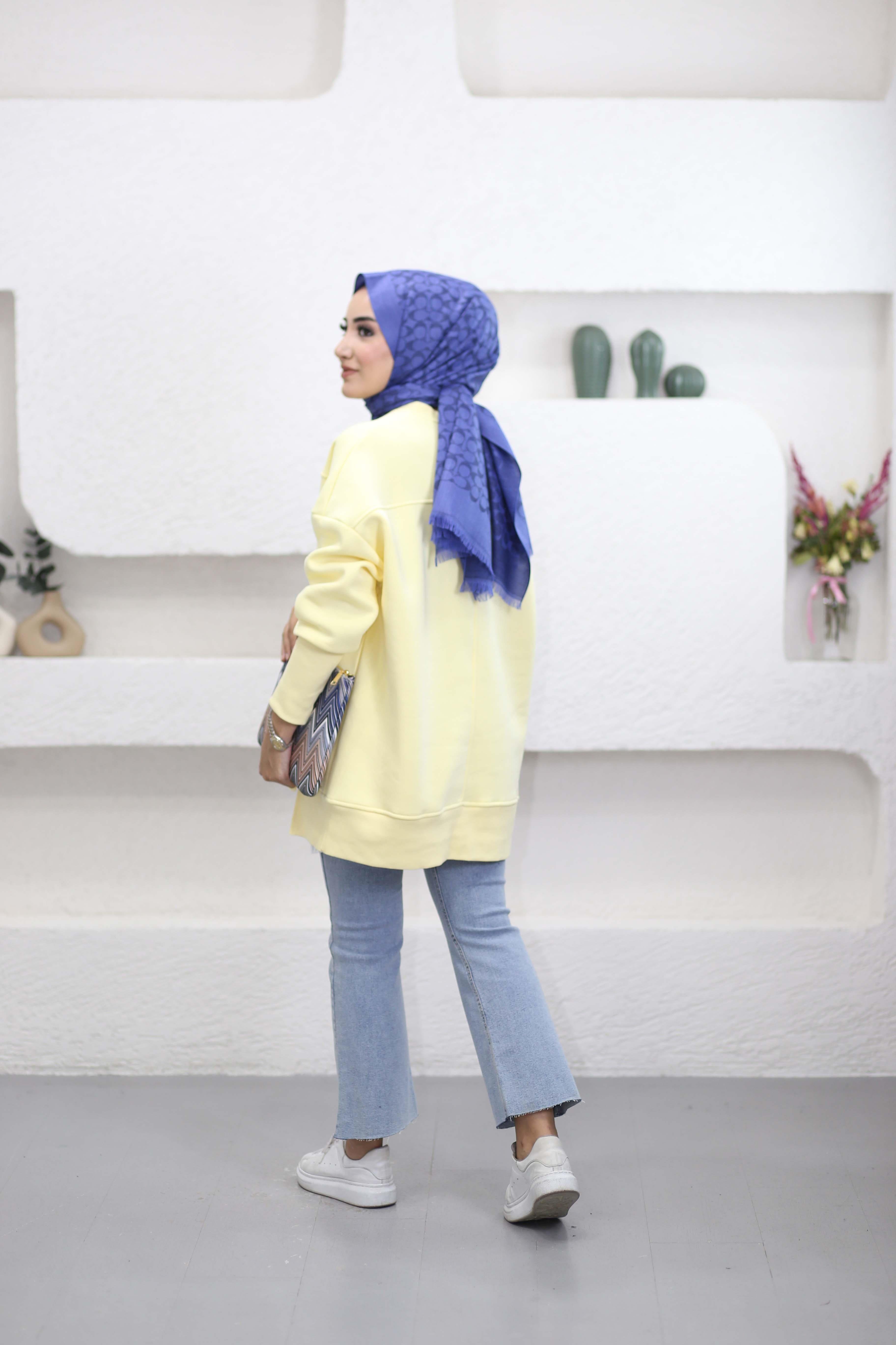 Parmak Geçirme Detaylı Sweat Sarı 2474