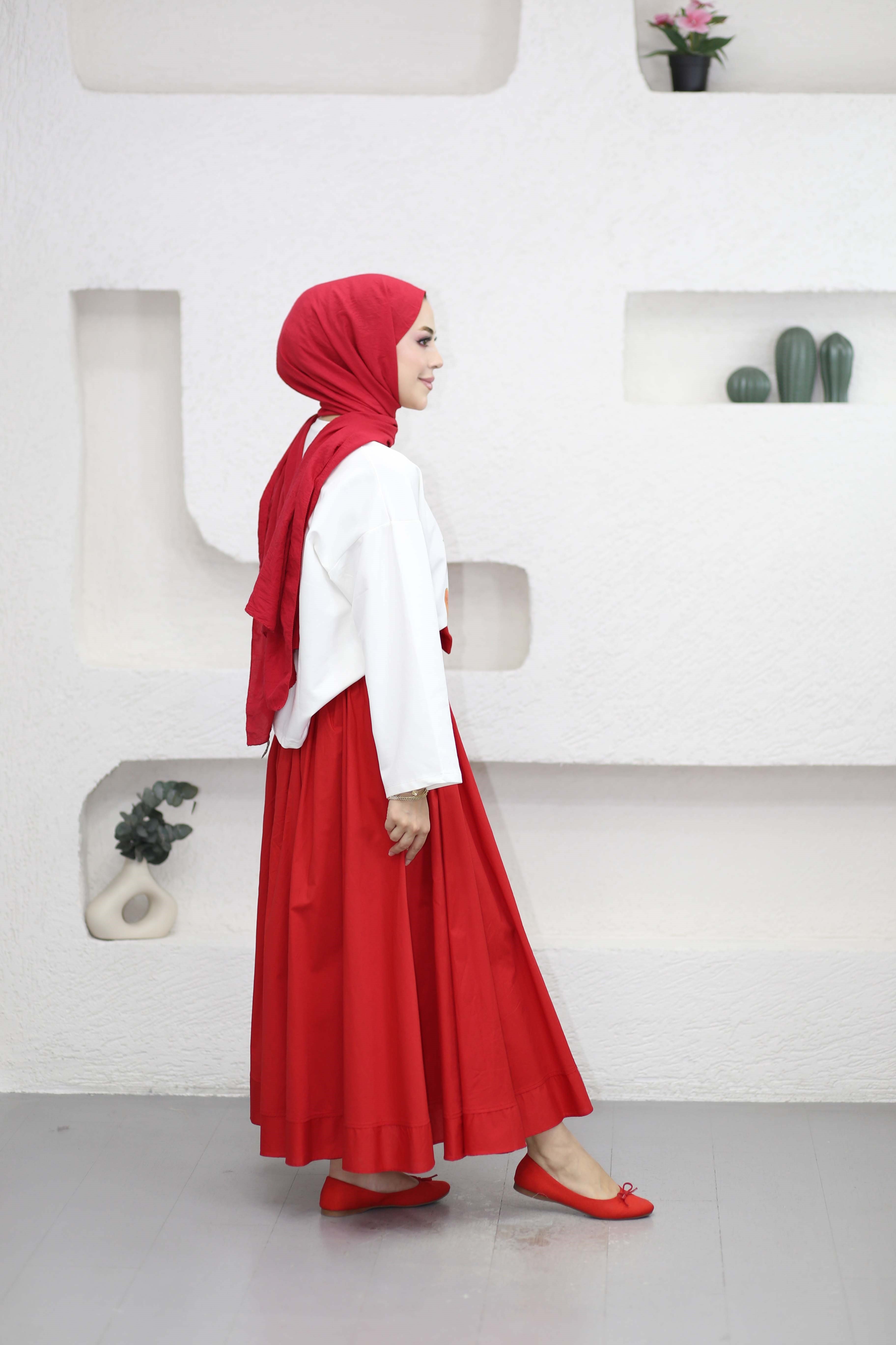 Oversize Baskılı Tişört Turuncu 2792