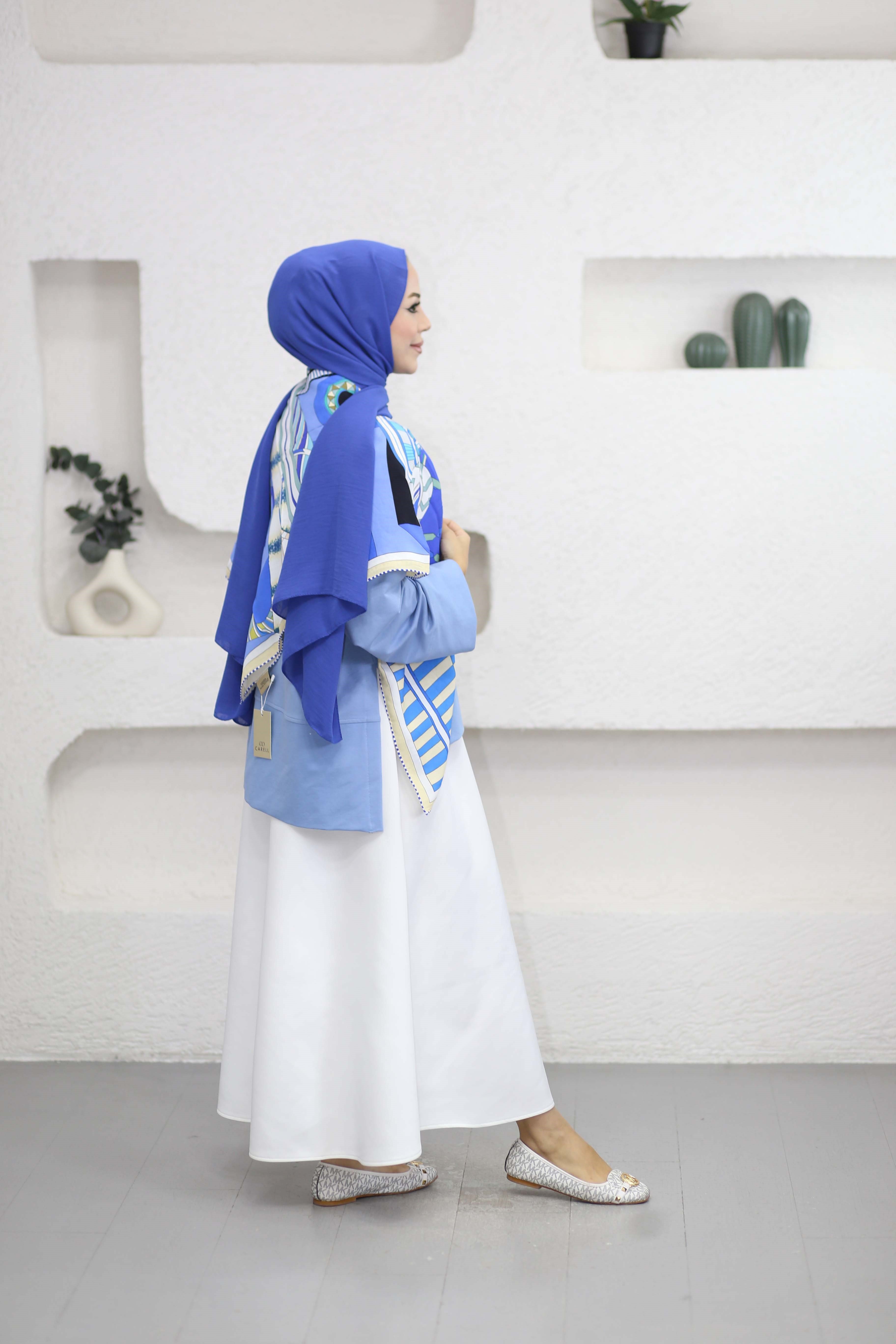 Yırtmaçlı Basıc Sweat Mavi 32560