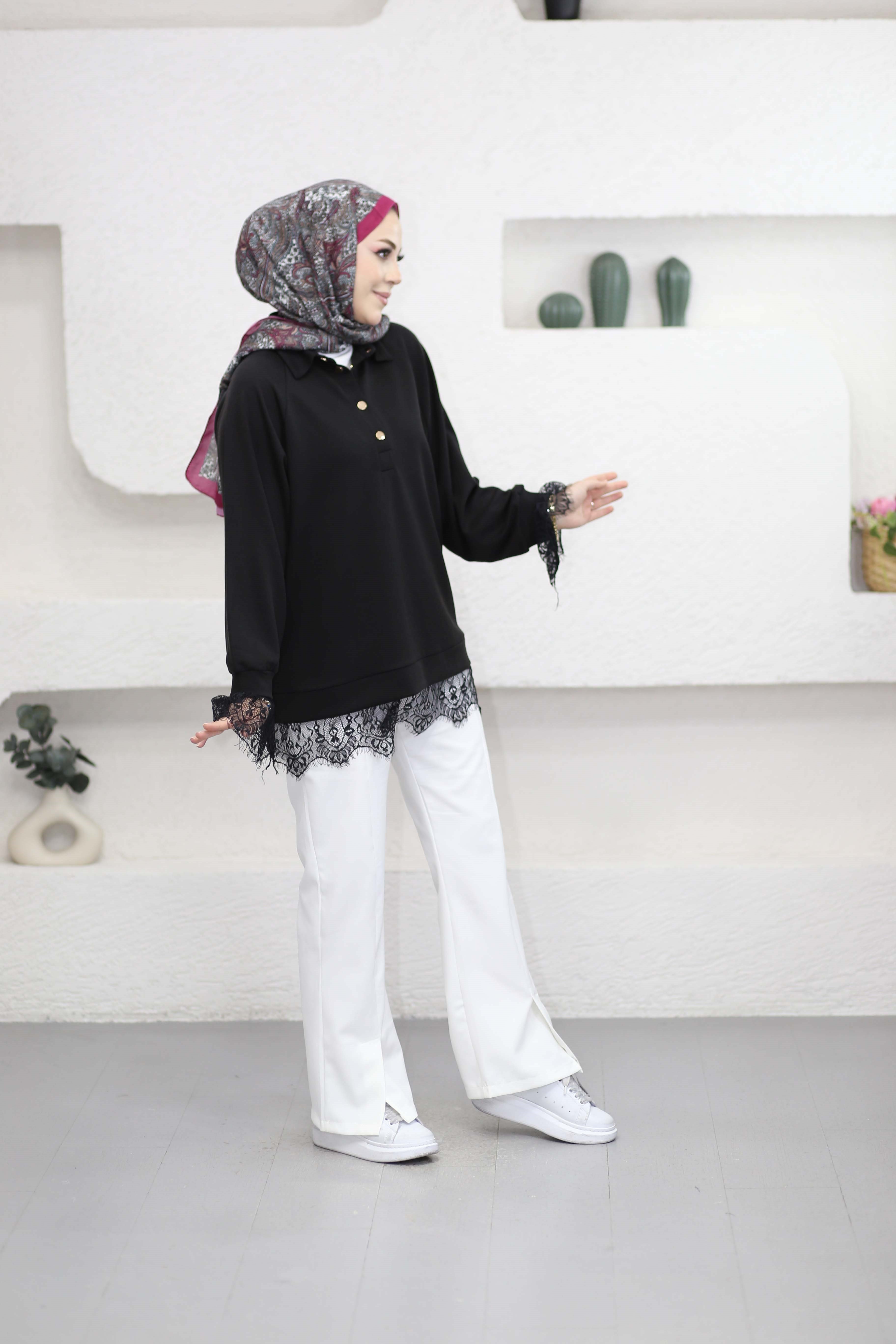 Dantelli Oysho Tunik Siyah 6441