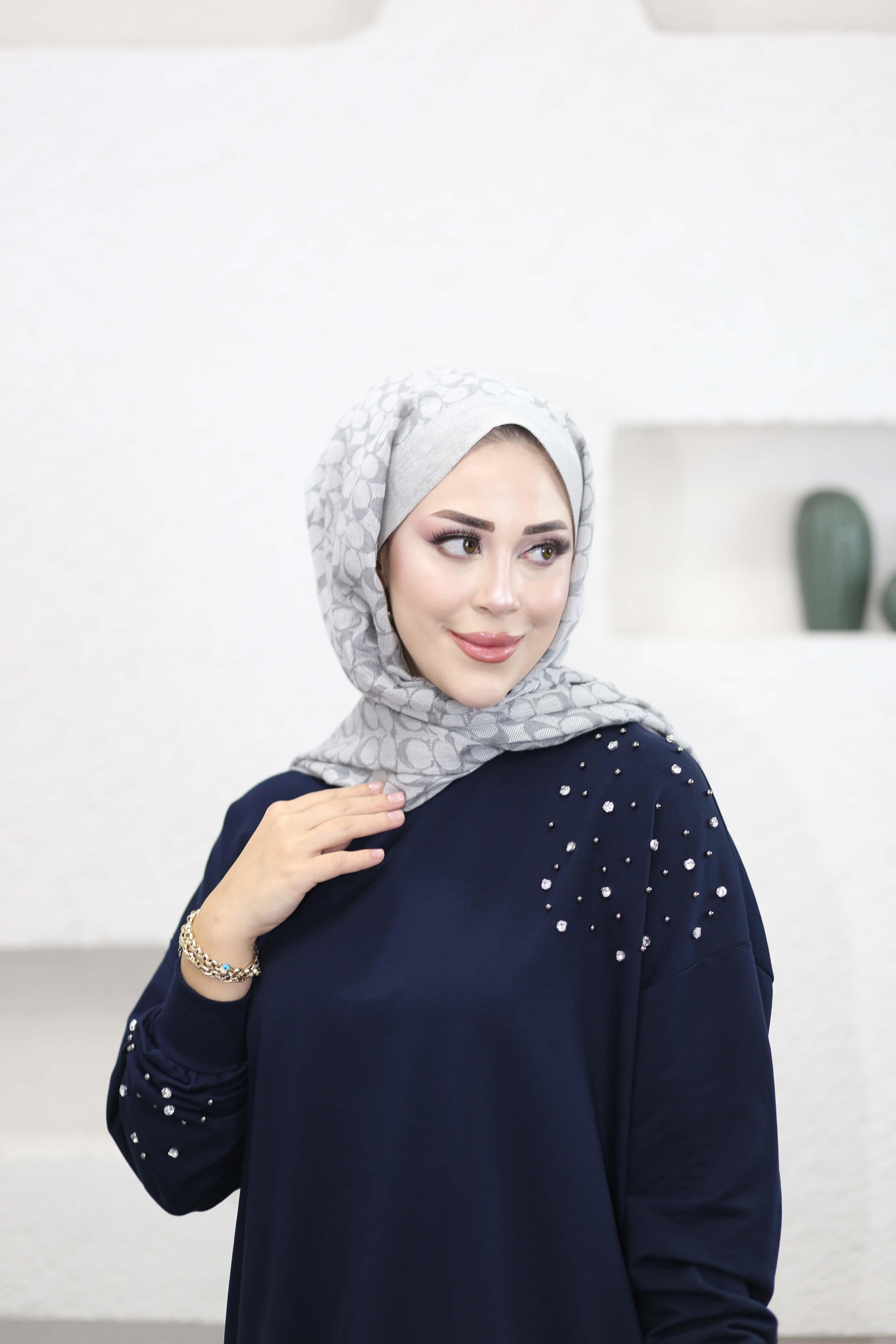 Taş Ve İnci Detaylı Sweat Lacivert 2408