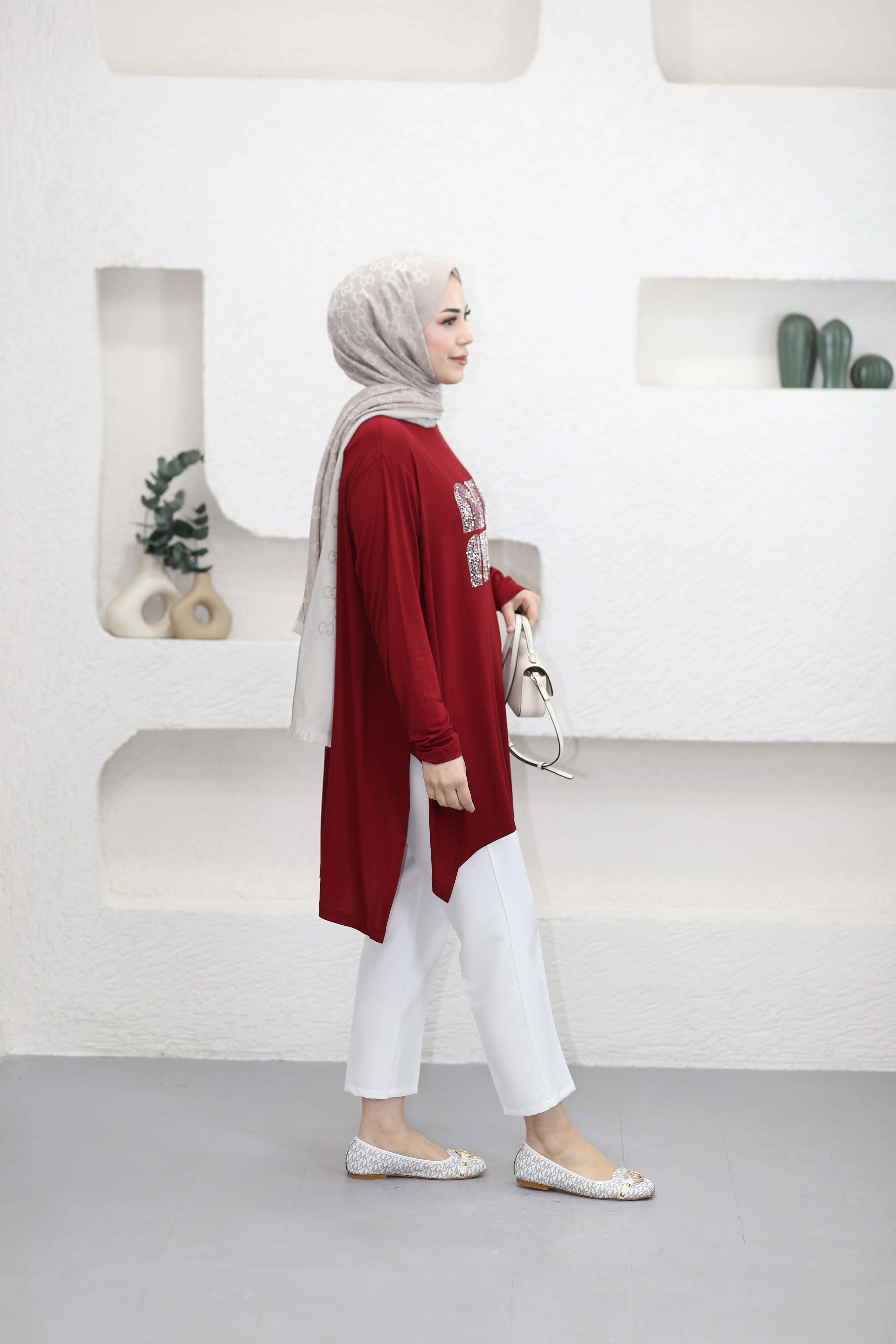 Mıu Taşlı Tunik Bordo 24277