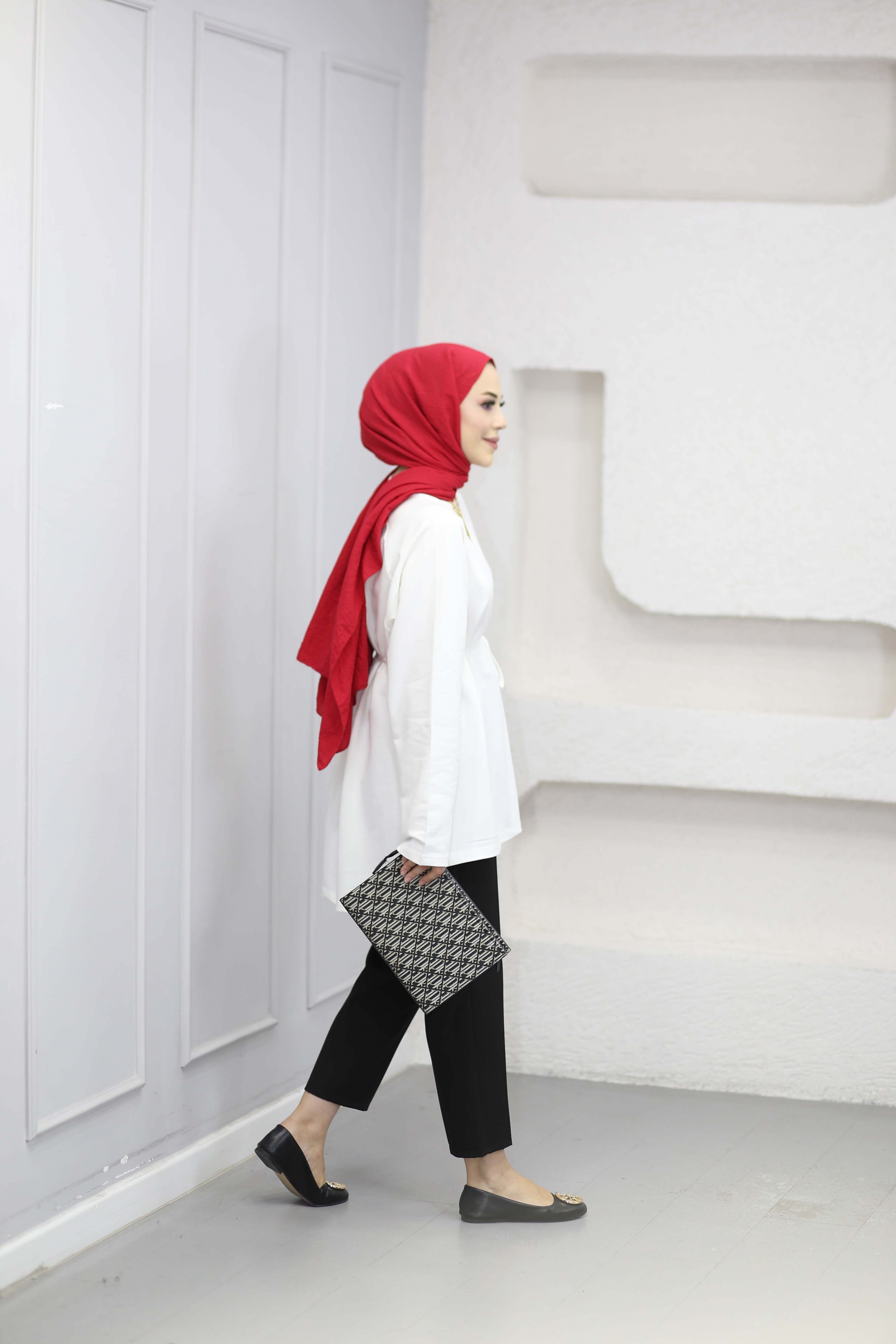 Bel Bağlamalı Tunik Beyaz 3548