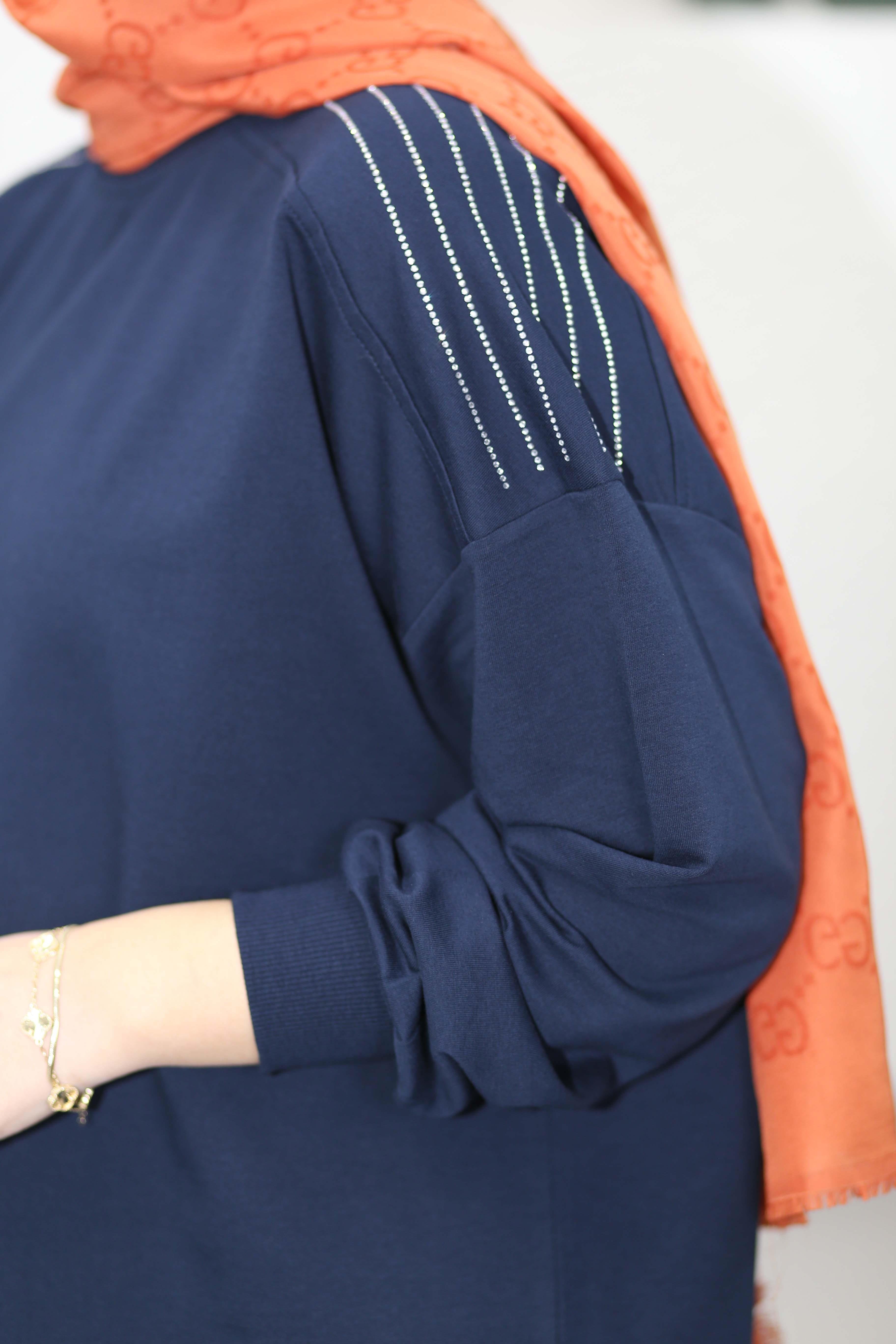 Omzu Taş Detaylı Sweat Lacivert 3053