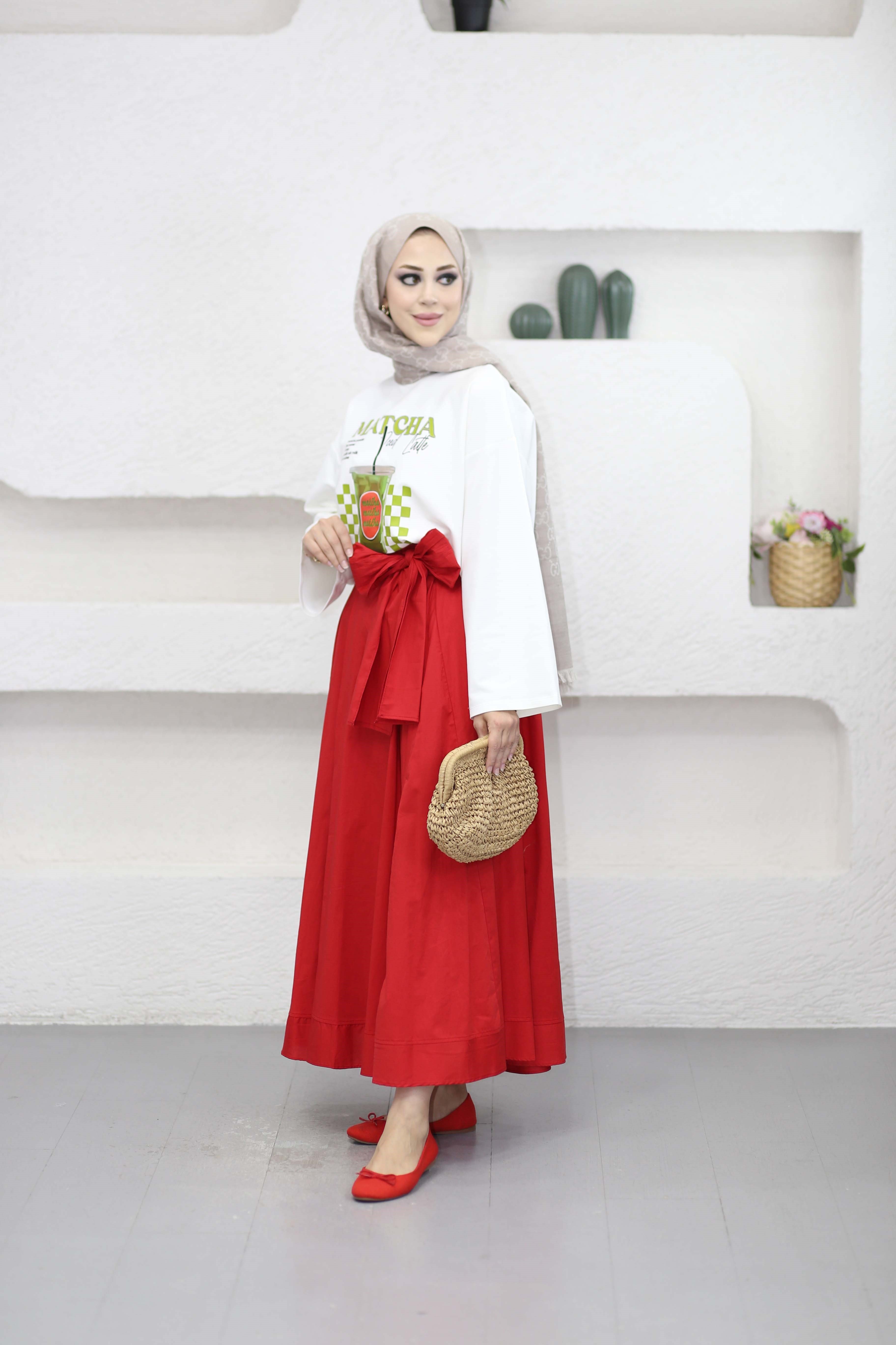 Oversize Baskılı Tişört Yeşil 2792