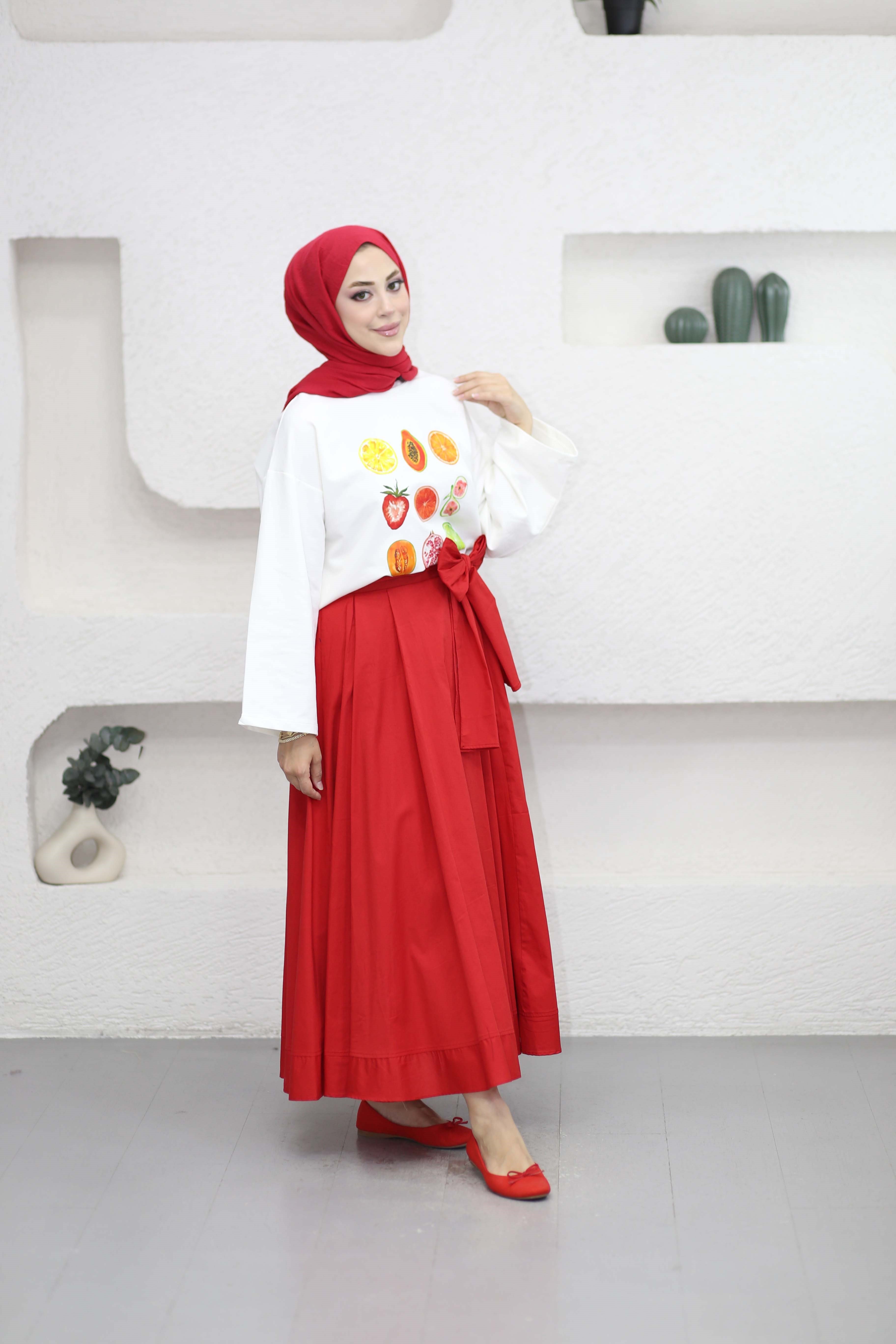Oversize Baskılı Tişört Turuncu 2792