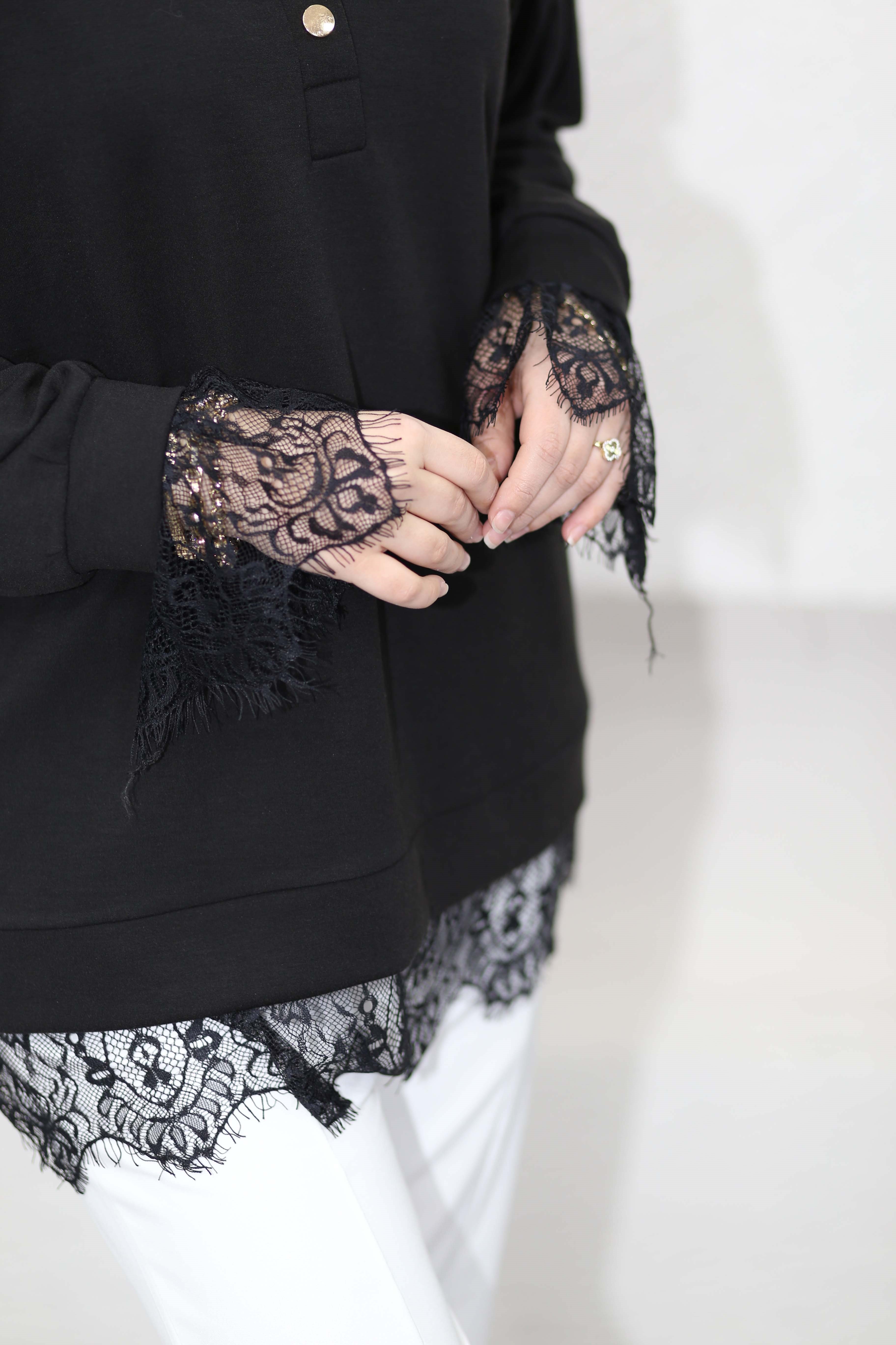 Dantelli Oysho Tunik Siyah 6441