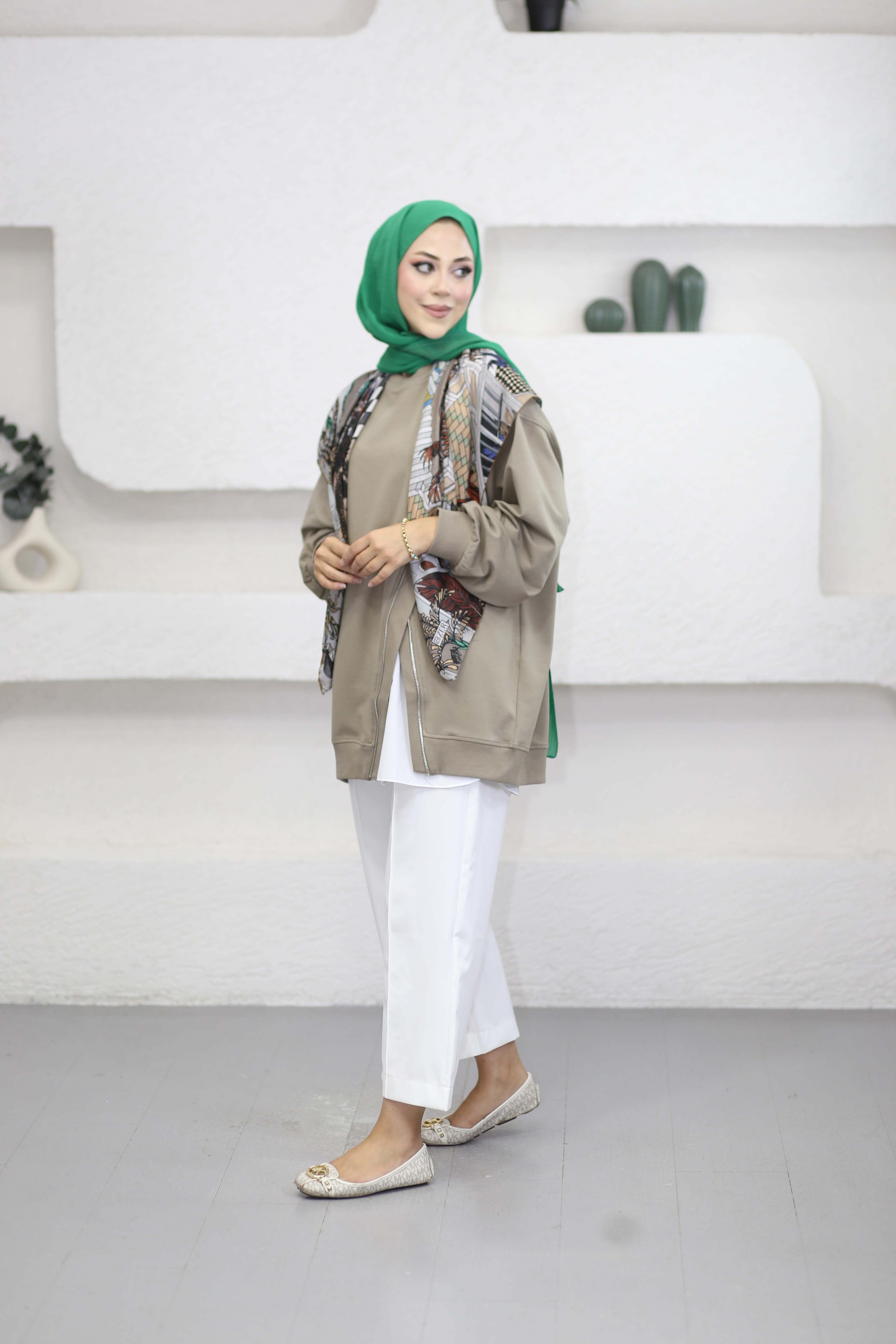 Çapraz Fermuarlı Sweat Vizon 10771