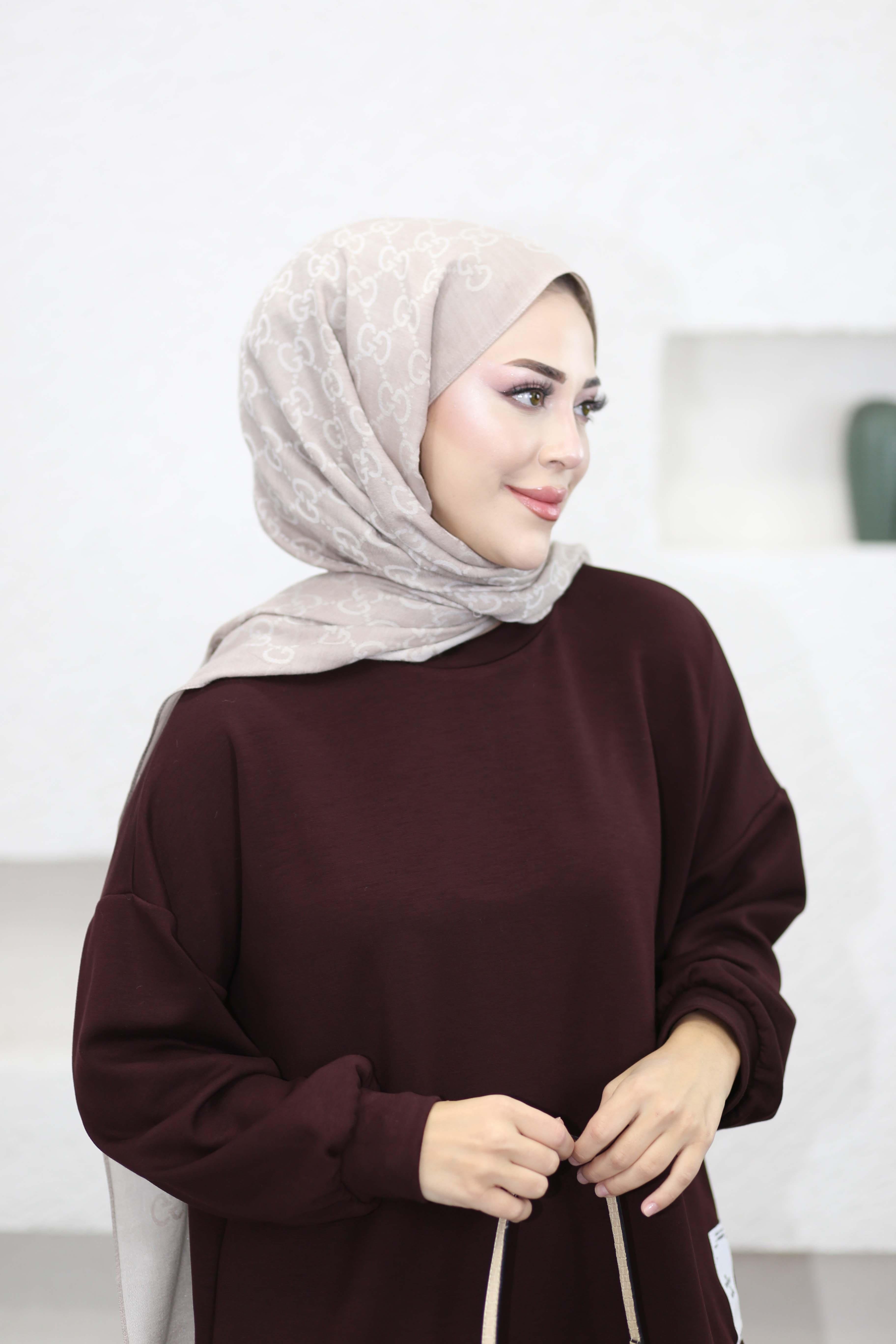 Yan Etiketli Sweat Bordo 24363