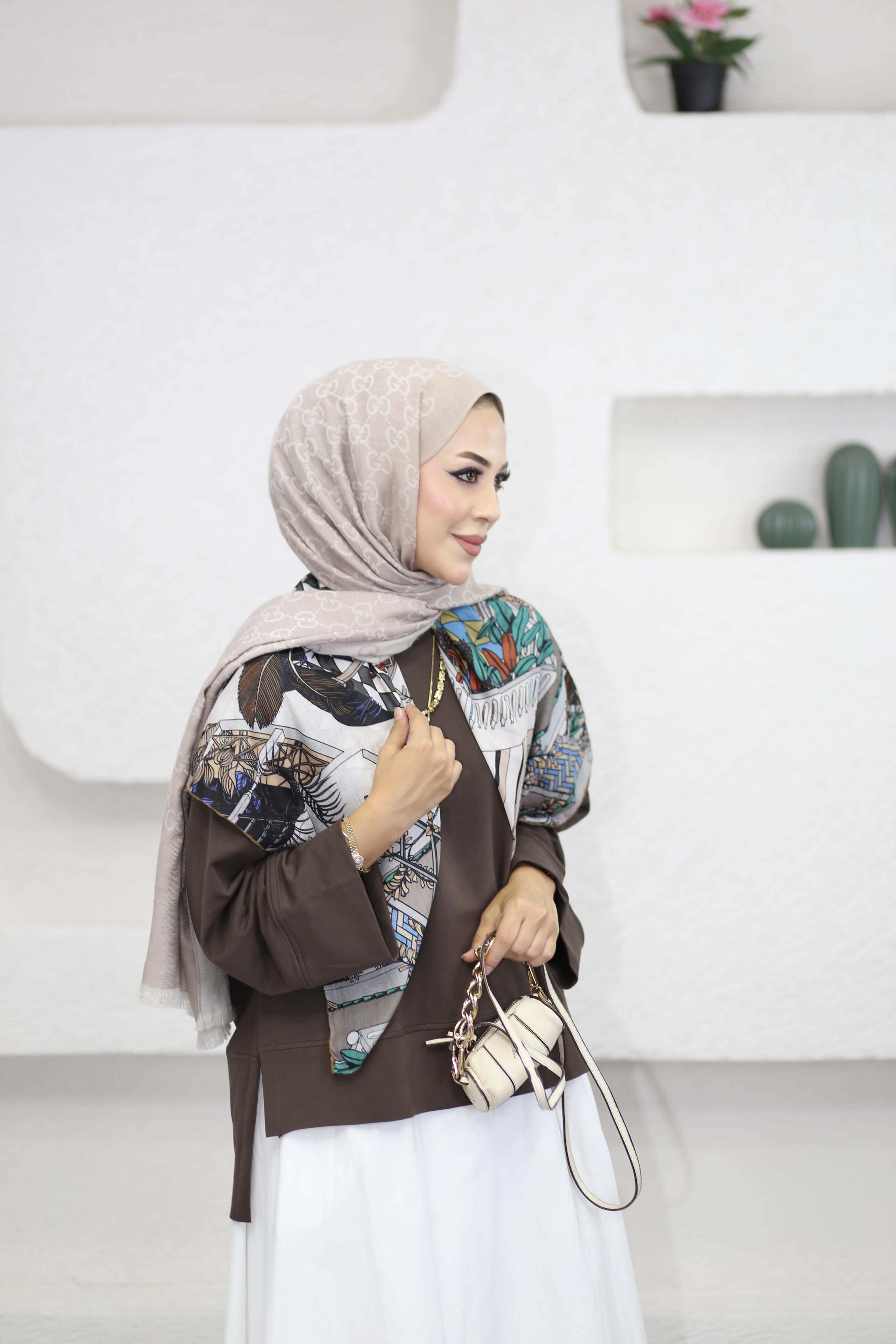 Yırtmaçlı Basıc Sweat Kahverengi 32560