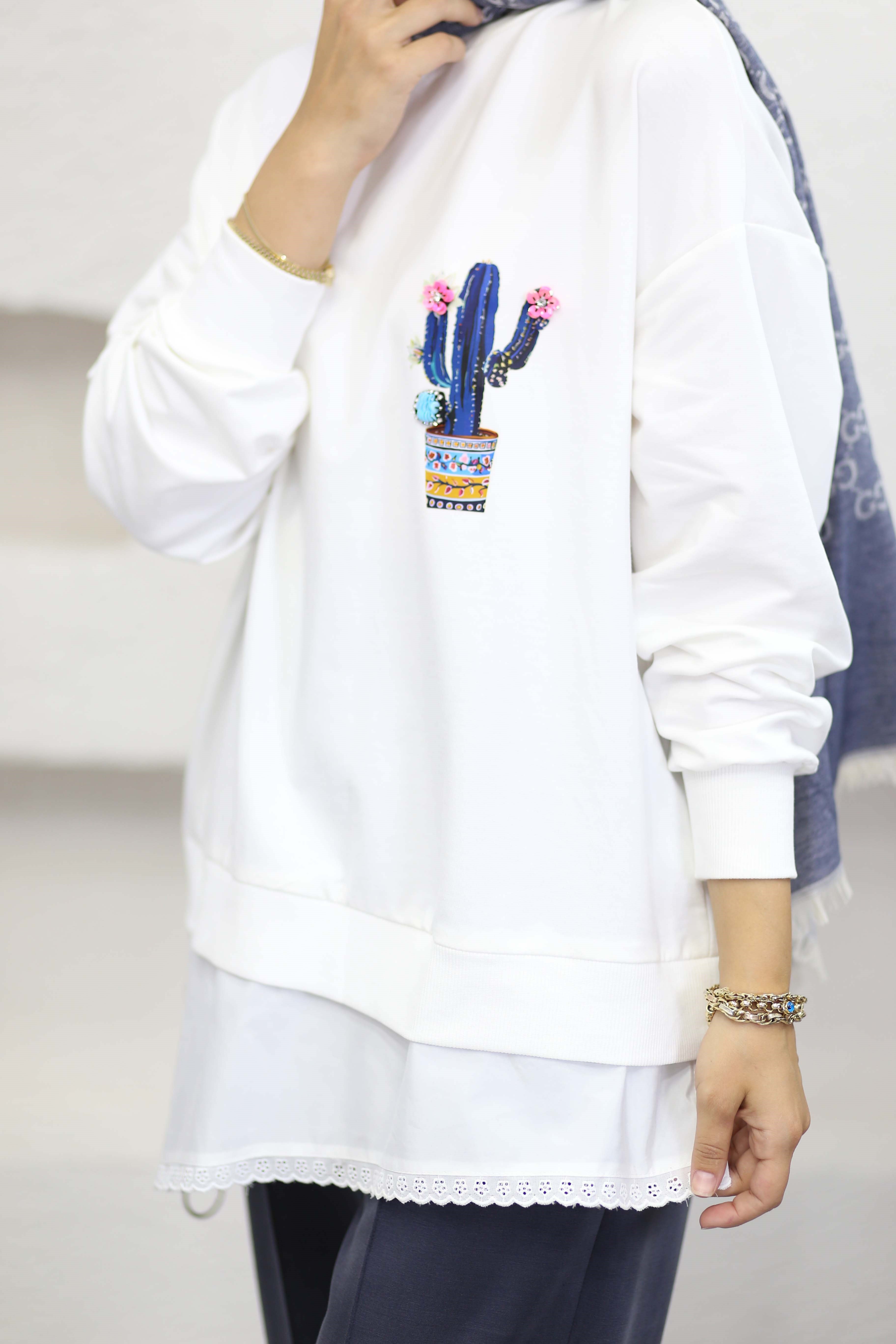 Olivie Sweat Beyaz 10818