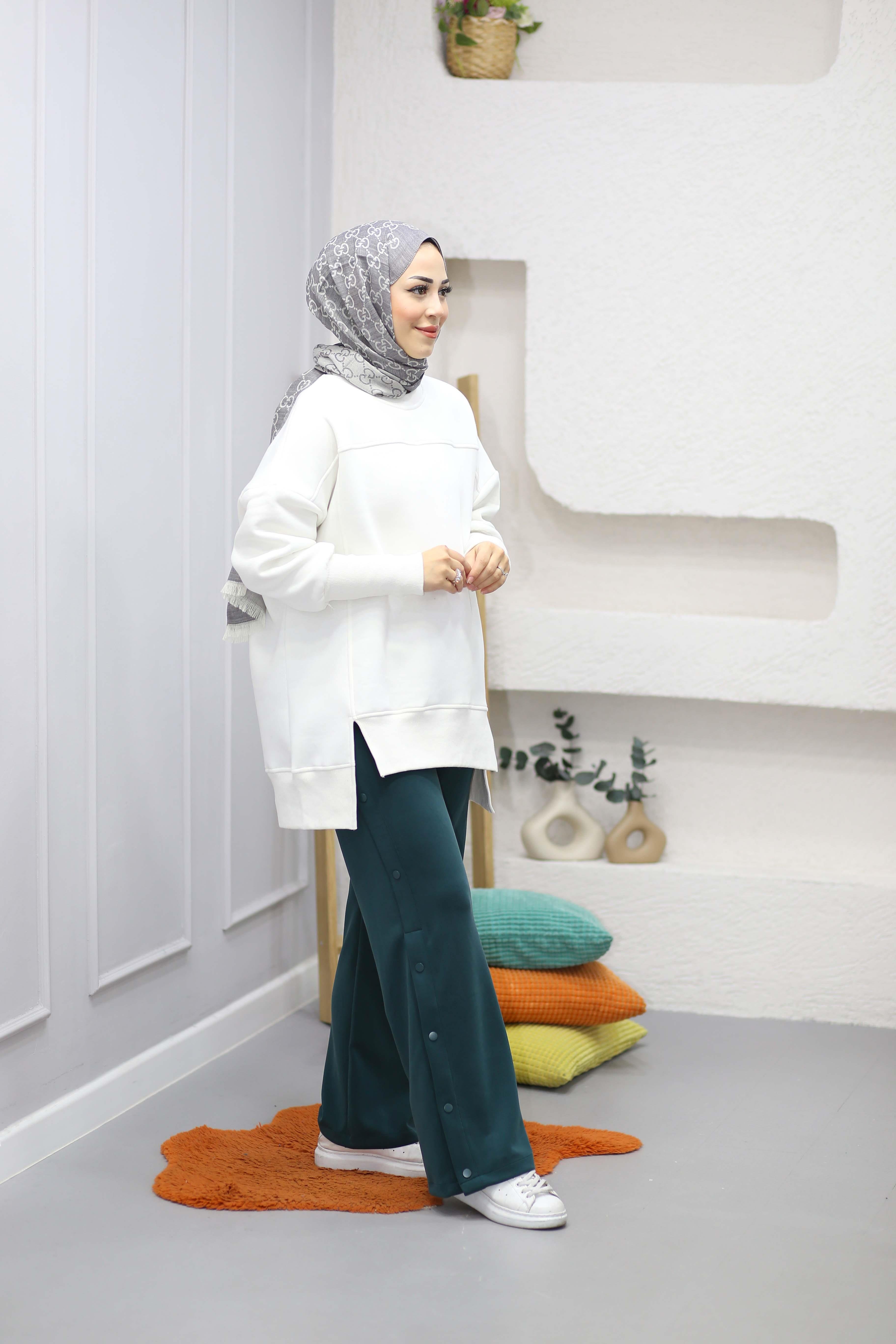 Parmak Geçirme Detaylı Sweat Beyaz 2474