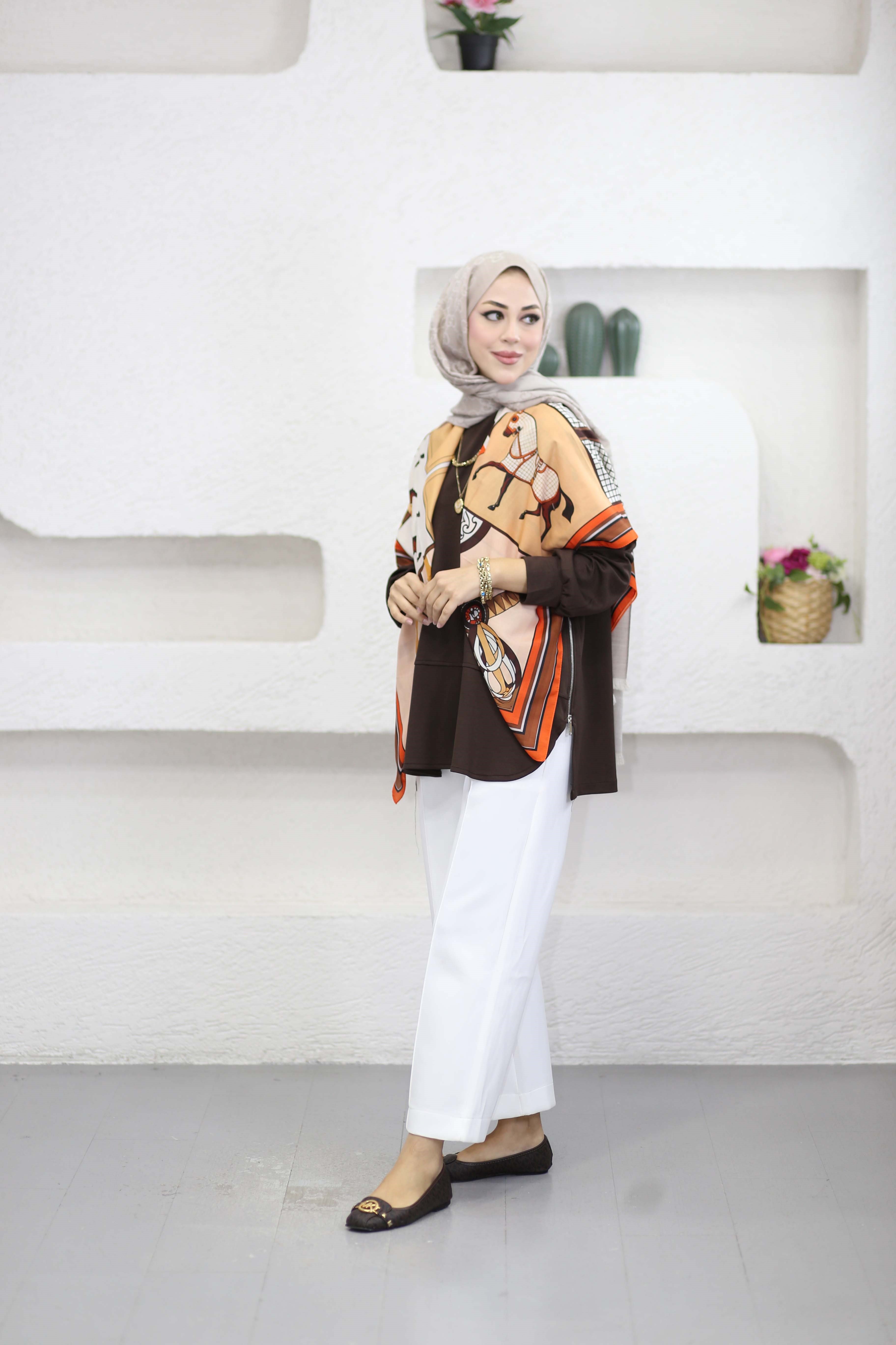 Yanları Fermuarlı Sweat Kahverengi 24456