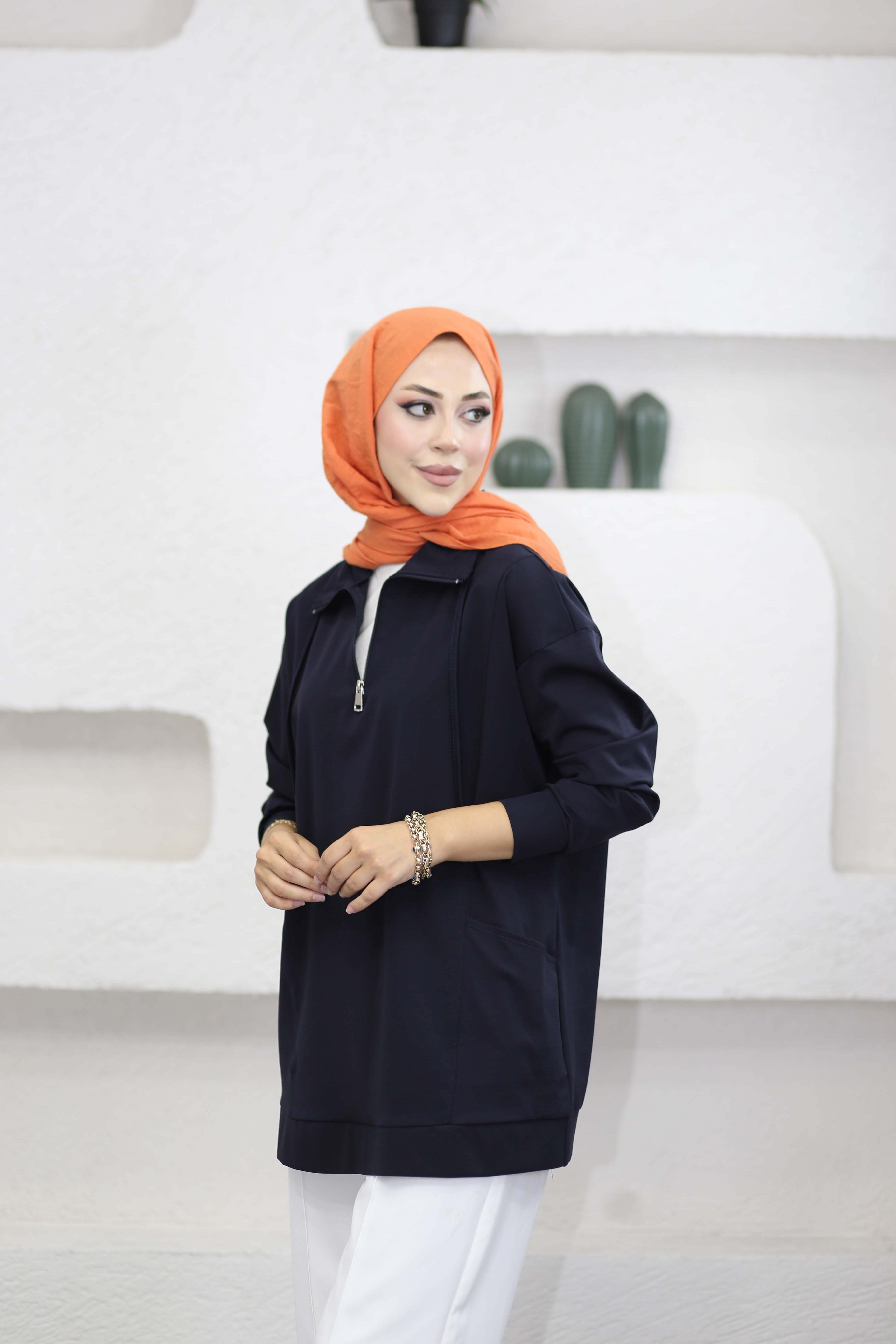 Yan Cepli Sweat Lacivert 4523